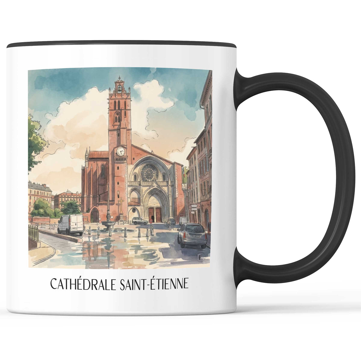 cathédrale-saint-étienne-toulouse-frankreich-kaffeebecher-aquarell