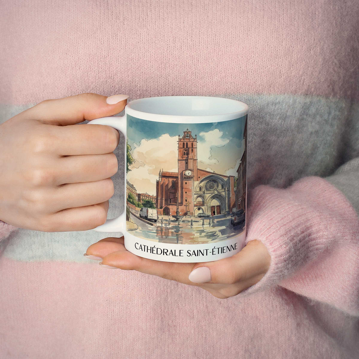 cathédrale-saint-étienne-toulouse-frankreich-kaffeebecher-aquarell