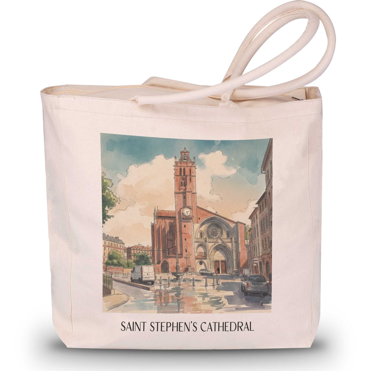 Cathédrale Saint-Étienne Shopping Tasche - Toulouse - Frankreich Tote Bag - Einkaufstasche im Aquarell Stil - favplace