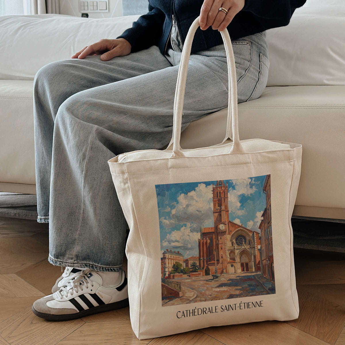 cathédrale-saint-étienne-toulouse-frankreich-einkaufstasche-oil-painting-oelgemaelde