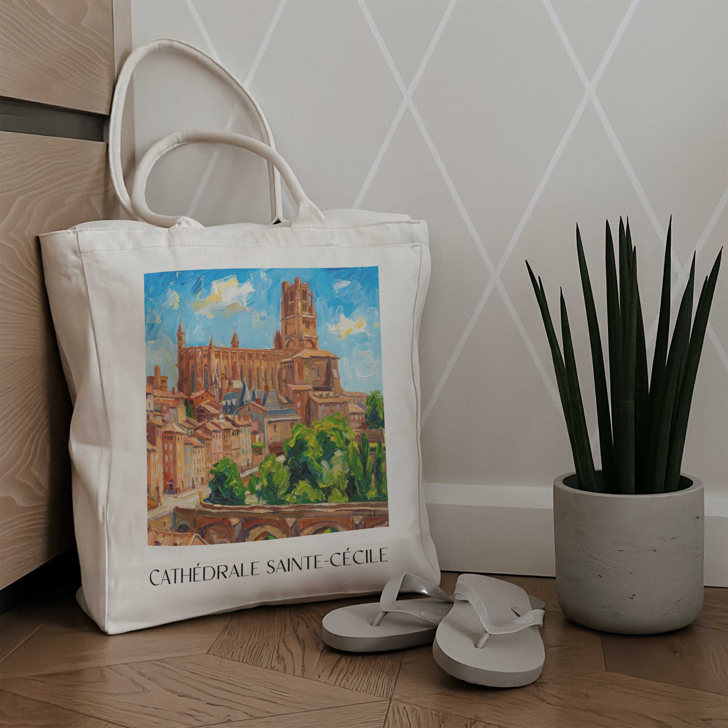 cathédrale-sainte-cécile-albi-frankreich-einkaufstasche-oil-painting-oelgemaelde