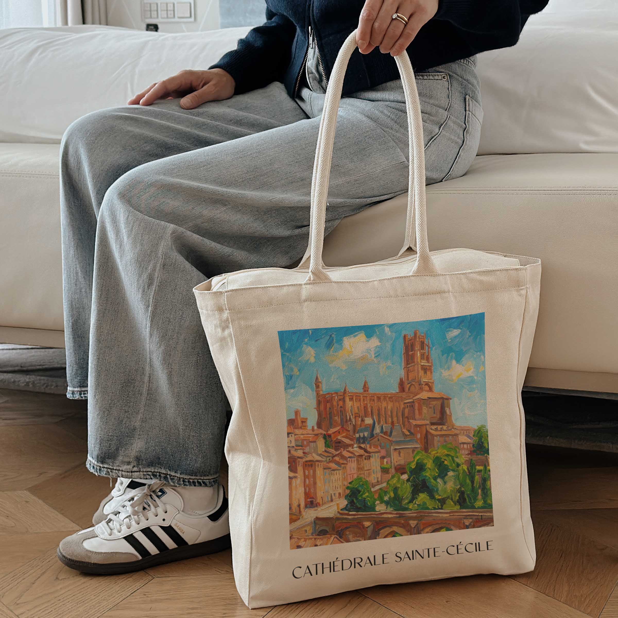 cathédrale-sainte-cécile-albi-frankreich-einkaufstasche-oil-painting-oelgemaelde