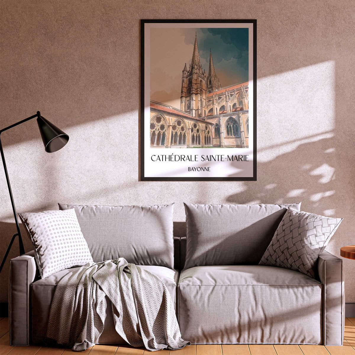 cathédrale-sainte-marie-bayonne-frankreich-poster-aquarell