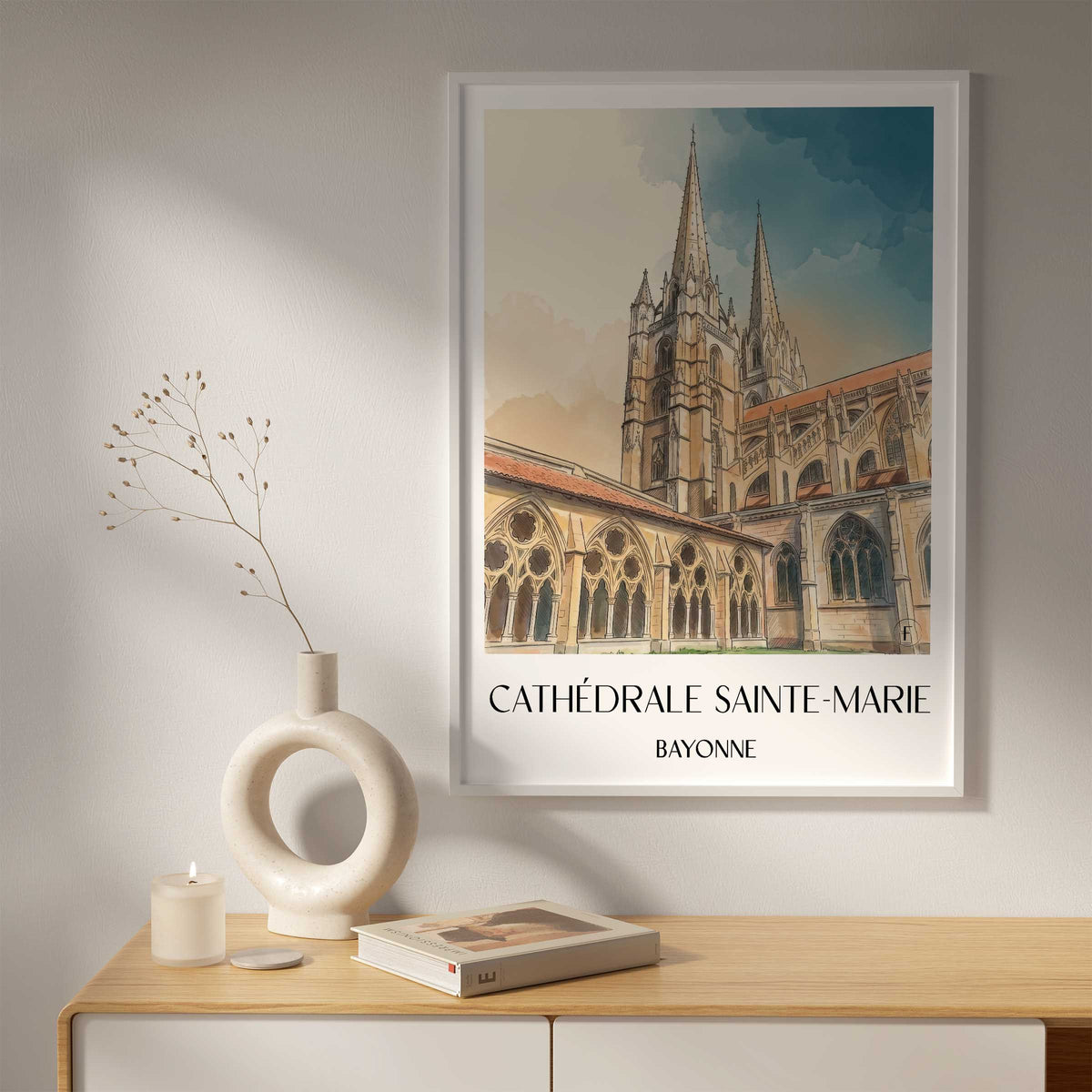cathédrale-sainte-marie-bayonne-frankreich-poster-aquarell