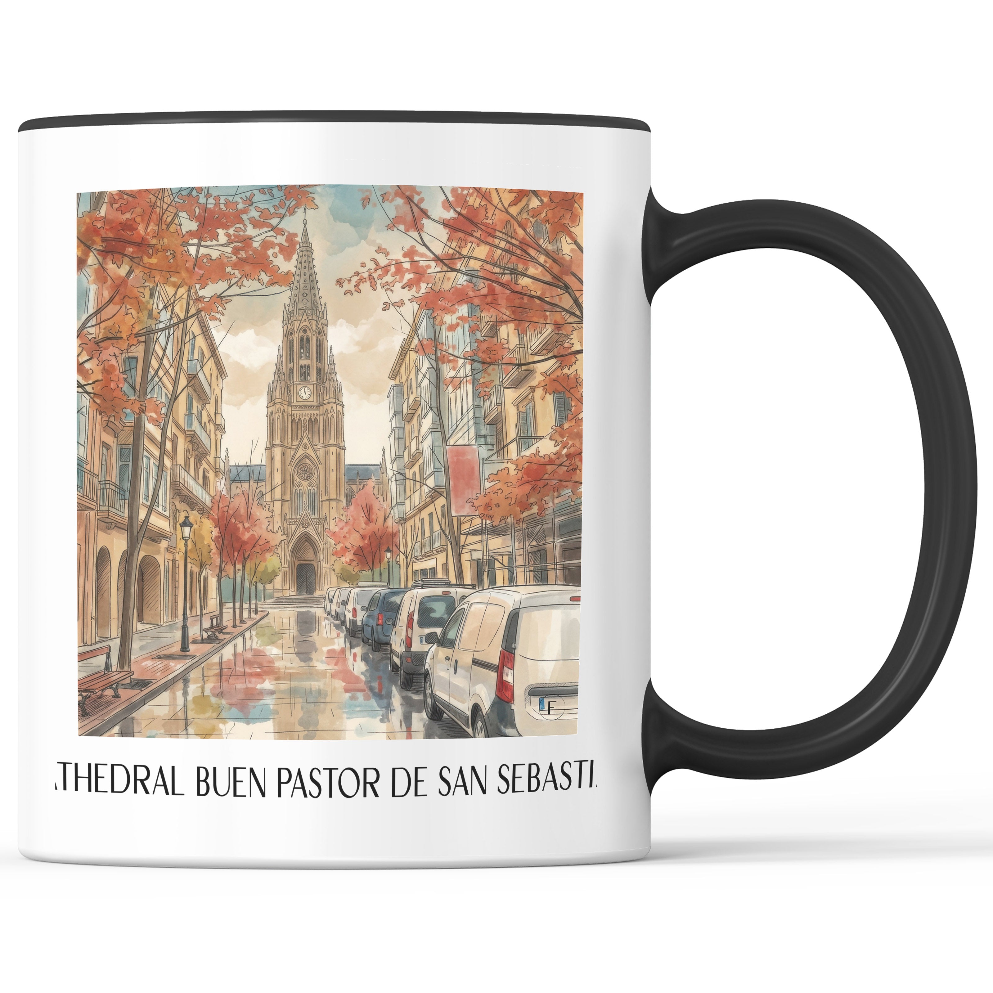 cathedral-buen-pastor-san-sebastián-spanien-kaffeebecher-aquarell