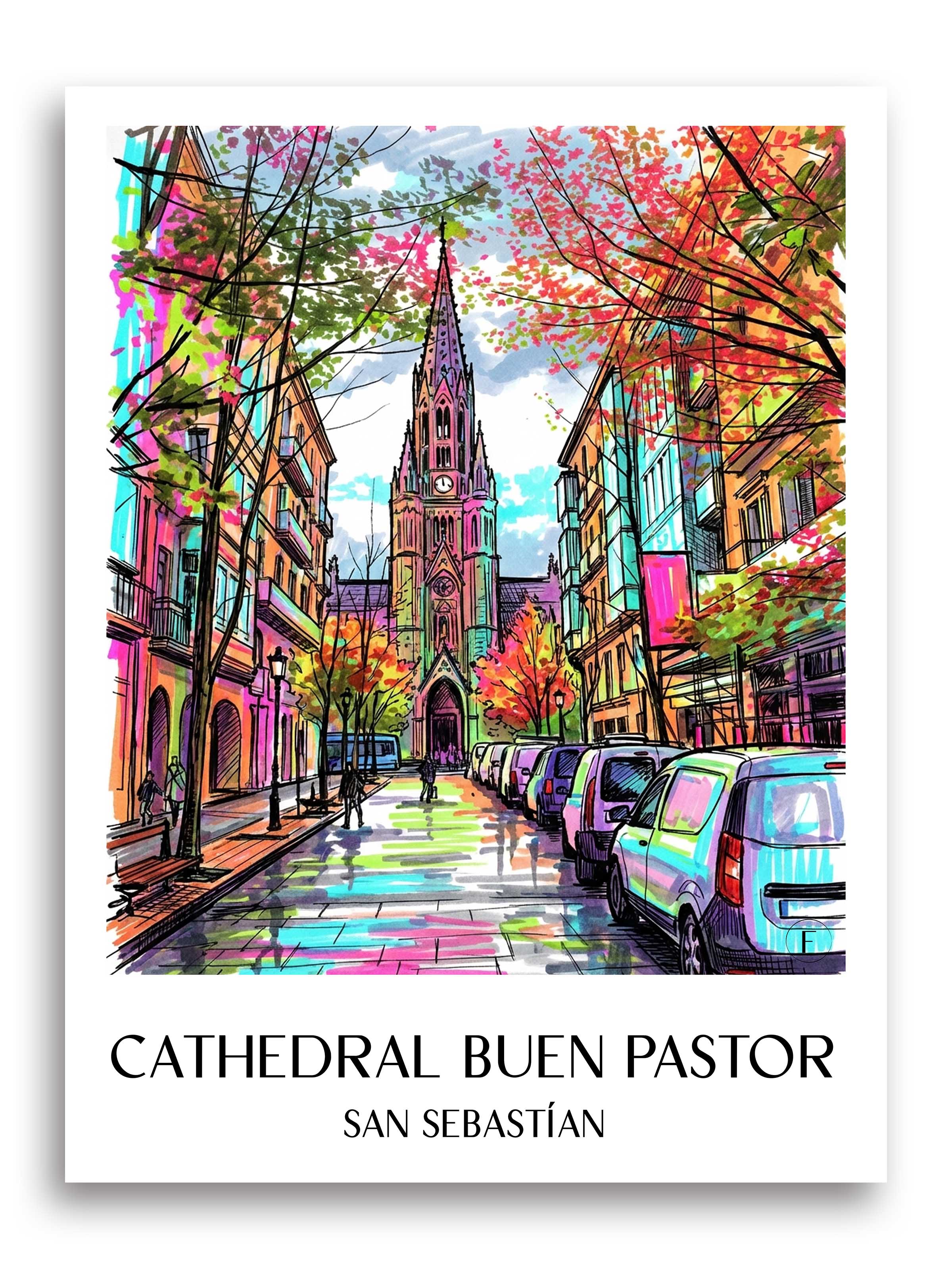 cathedral-buen-pastor-san-sebastián-spanien-poster-graffiti