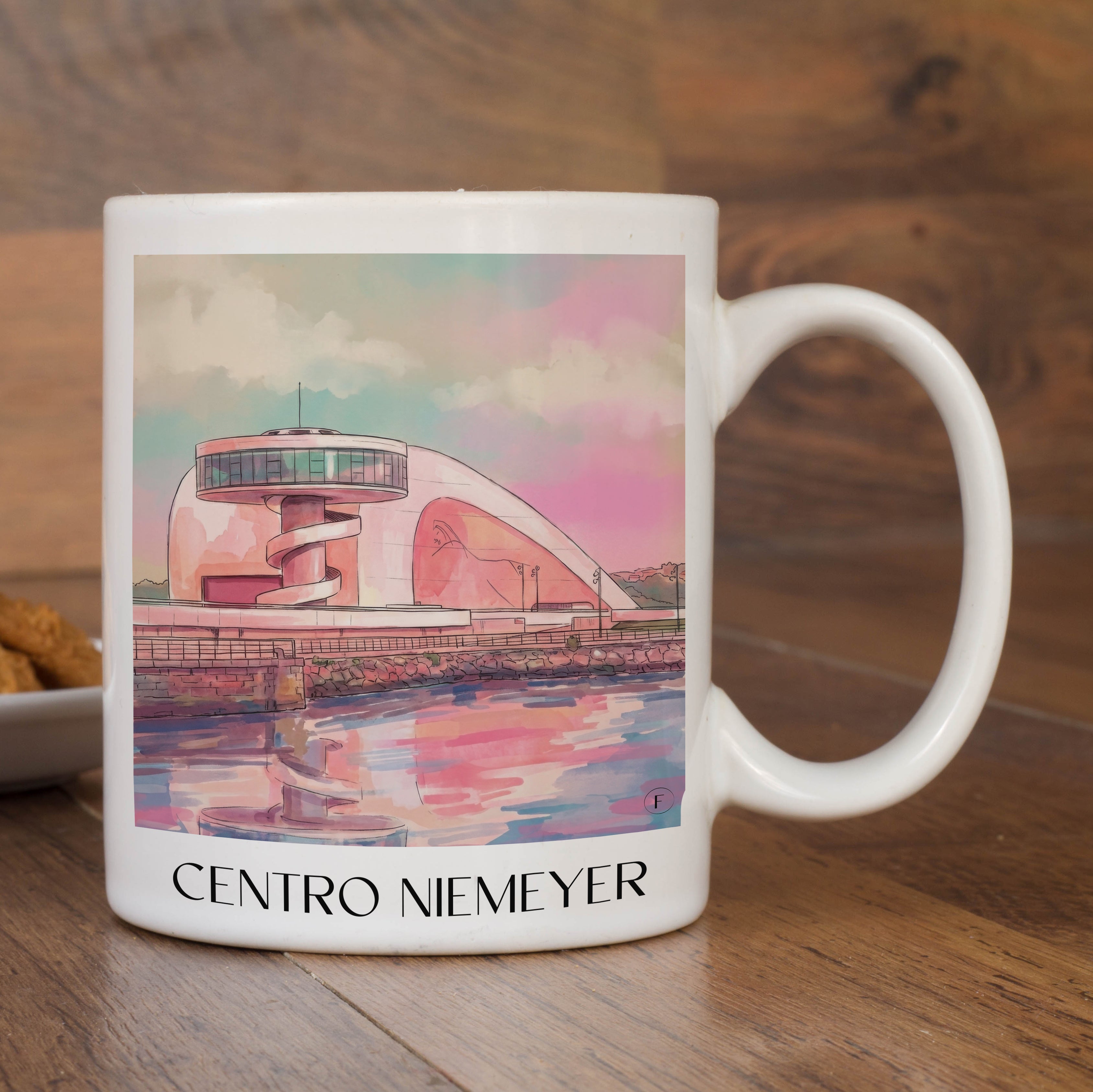 centro-niemeyer-avilés-spanien-kaffeebecher-aquarell-pink-rosa