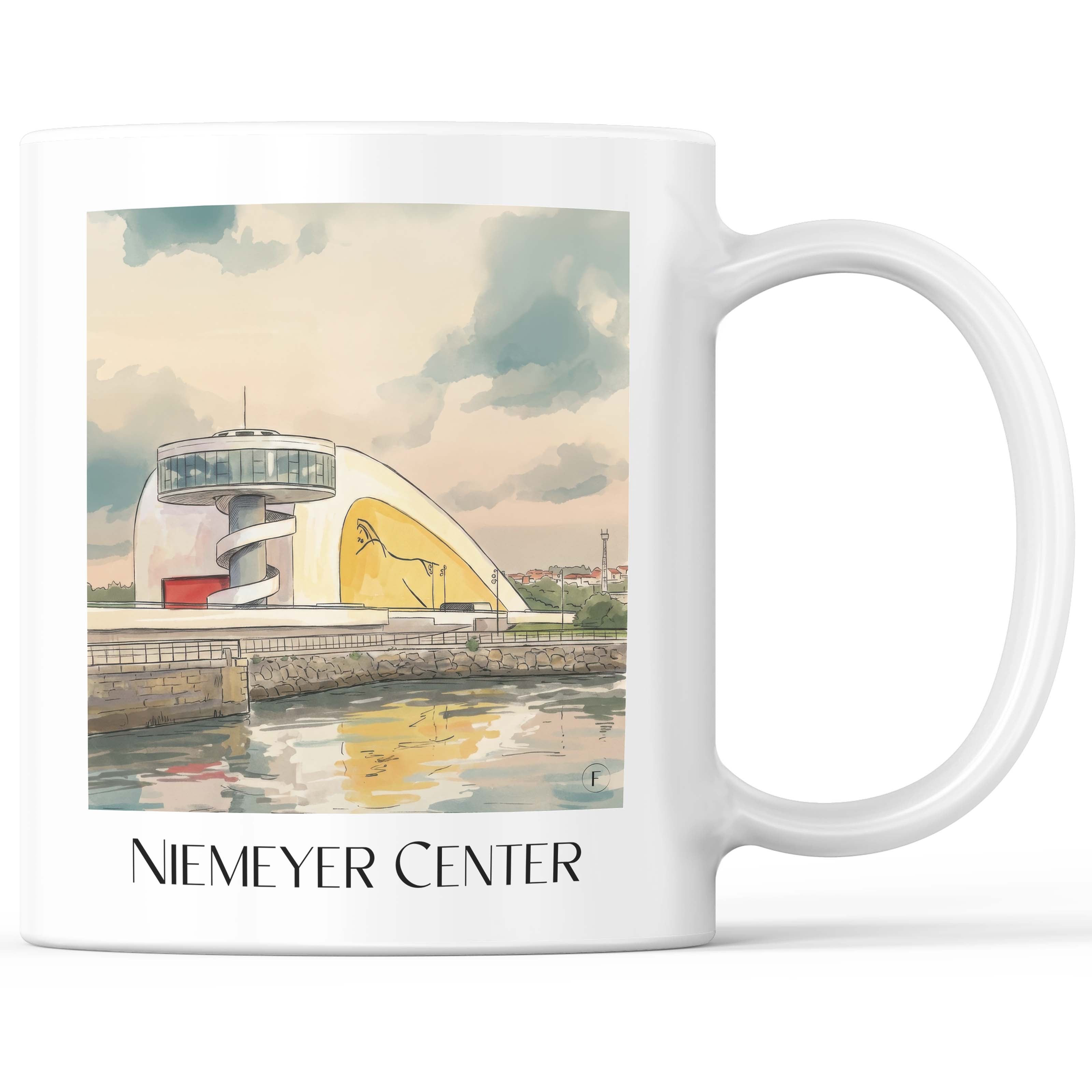 Centro Niemeyer Kaffeebecher - Avilés - Spanien Becher - Kaffeetasse im Aquarell Stil - favplace