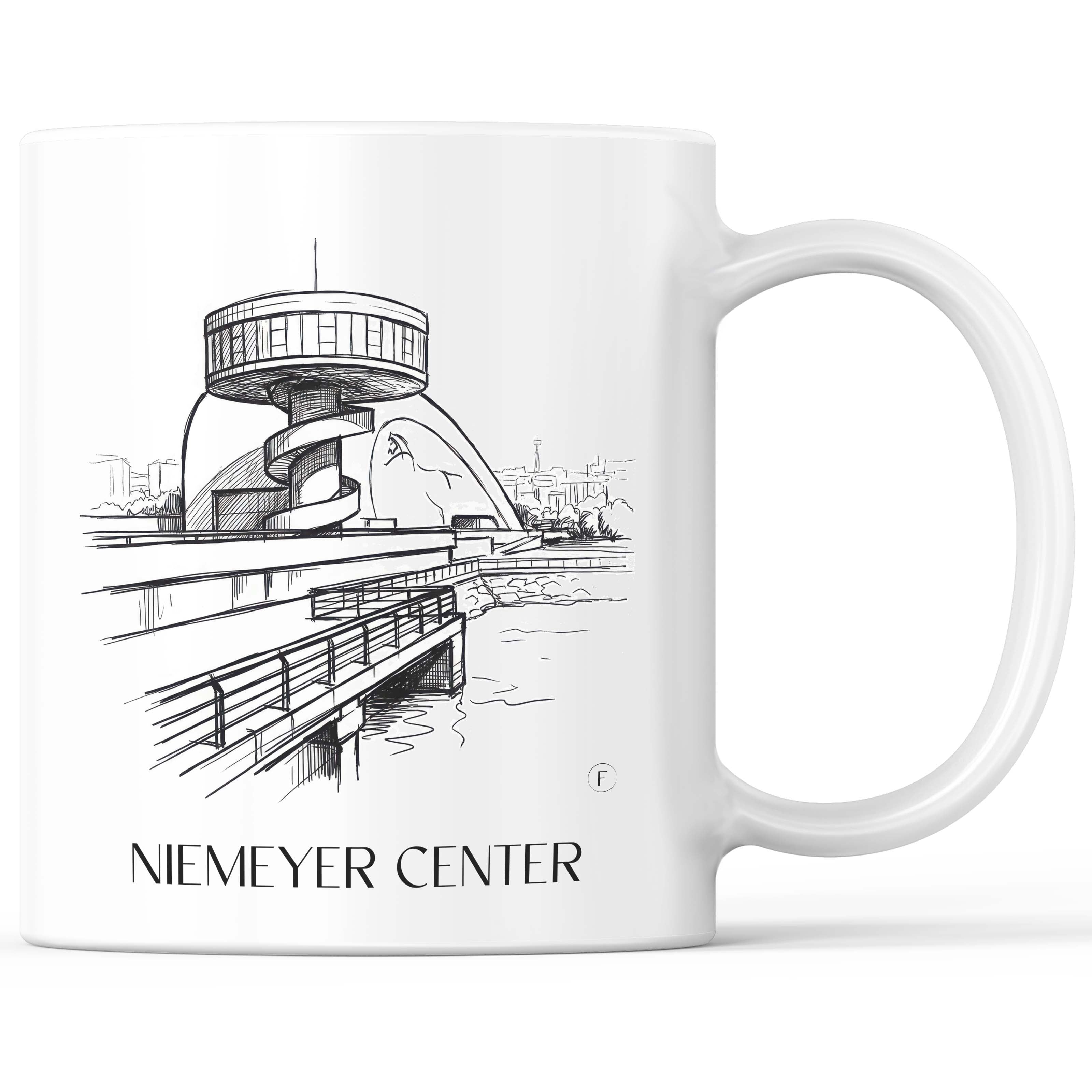 Centro Niemeyer Kaffeebecher - Avilés - Spanien Becher - Kaffeetasse im Skizze Stil - favplace