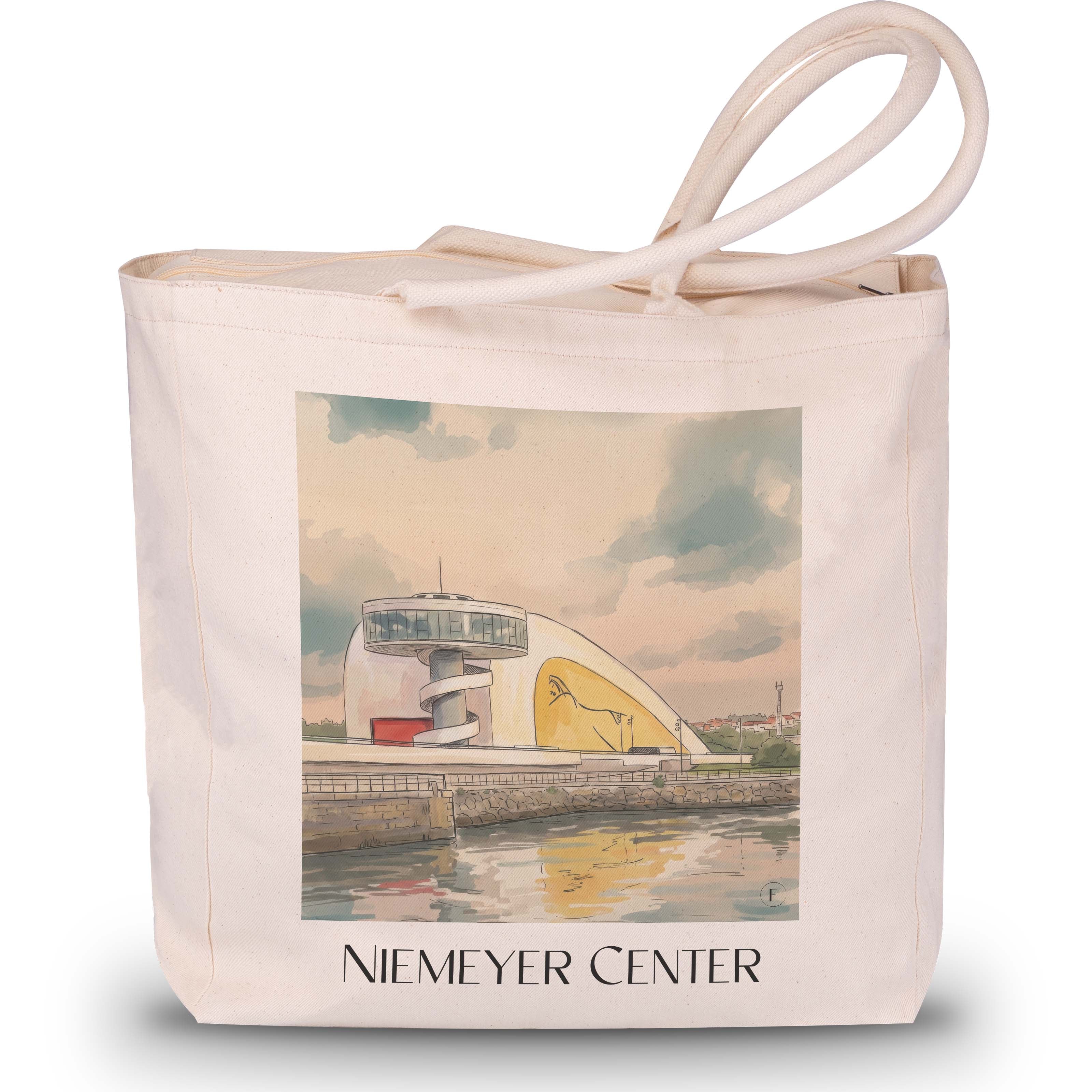 Centro Niemeyer Shopping Tasche - Avilés - Spanien Tote Bag - Einkaufstasche im Aquarell Stil - favplace