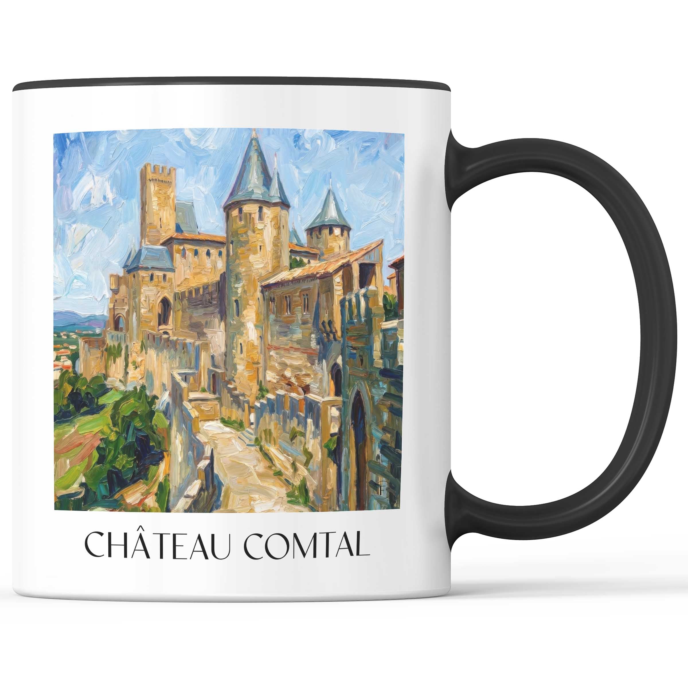 Château Comtal Kaffeebecher - Carcassonne - Frankreich Becher - Kaffeetasse im Ölgemälde Stil - favplace