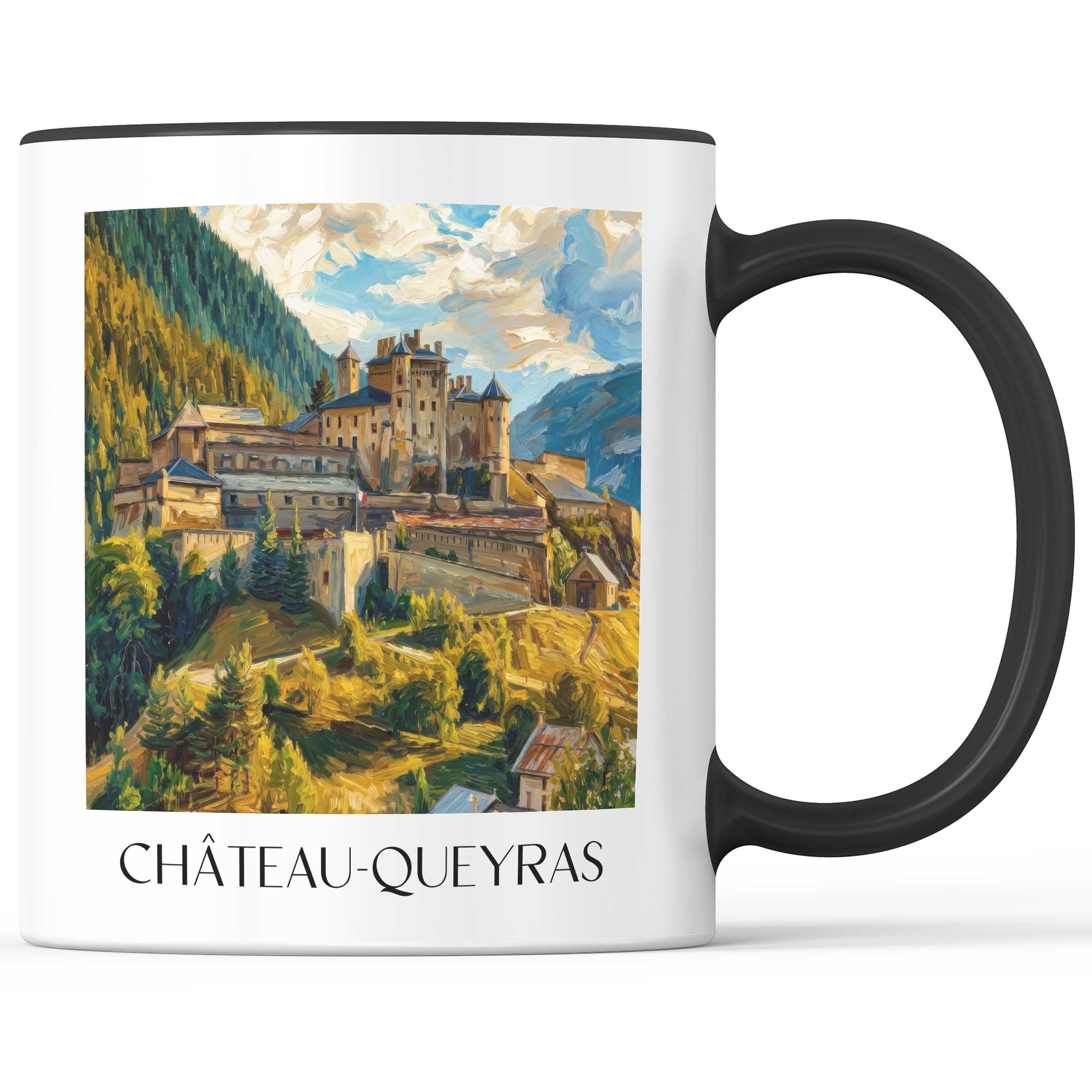 Château-Queyras Kaffeebecher - Hautes-Alpes - Frankreich Becher - Kaffeetasse im Ölgemälde Stil - favplace