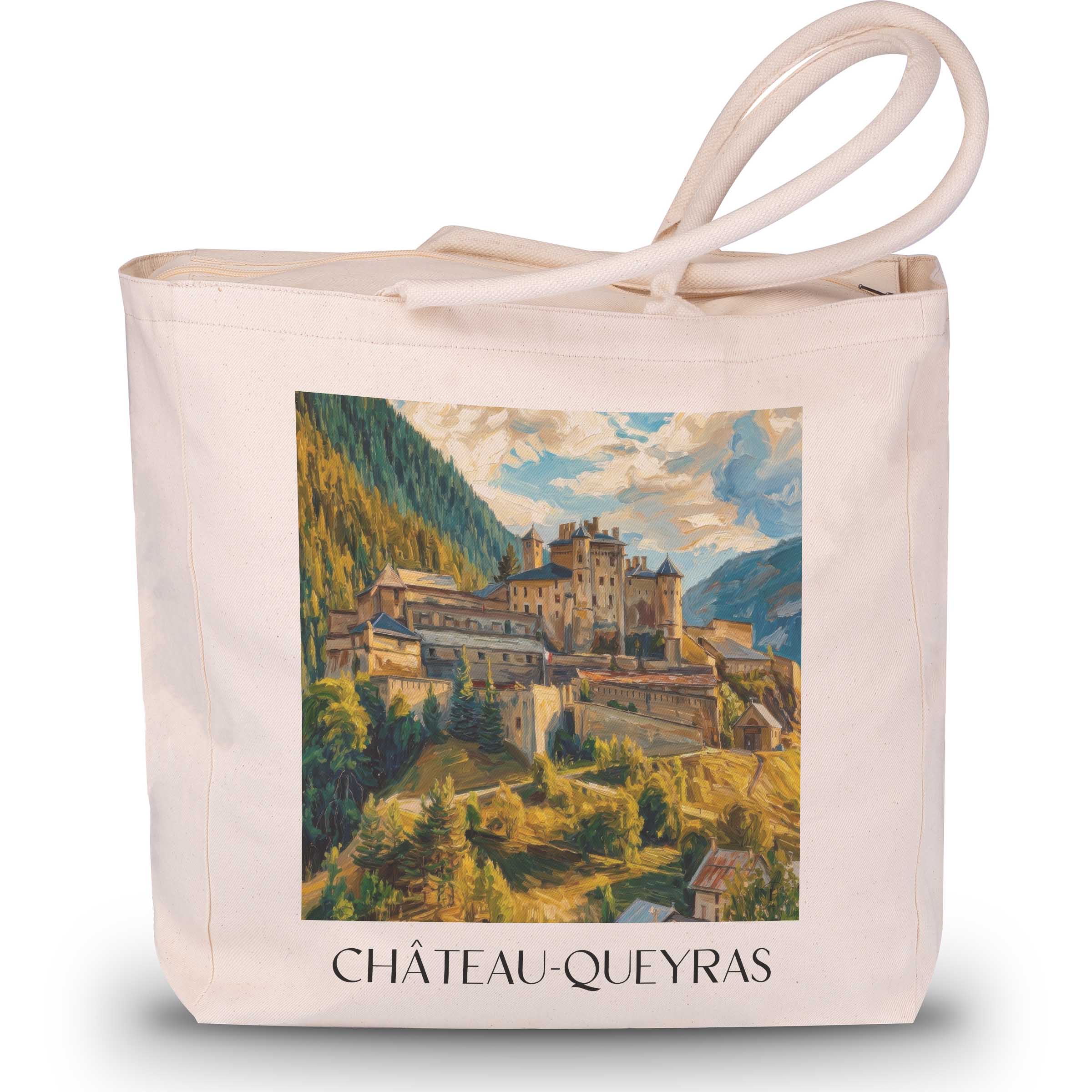 Château-Queyras Shopping Tasche - Hautes-Alpes - Frankreich Tote Bag - Einkaufstasche im Ölgemälde Stil - favplace