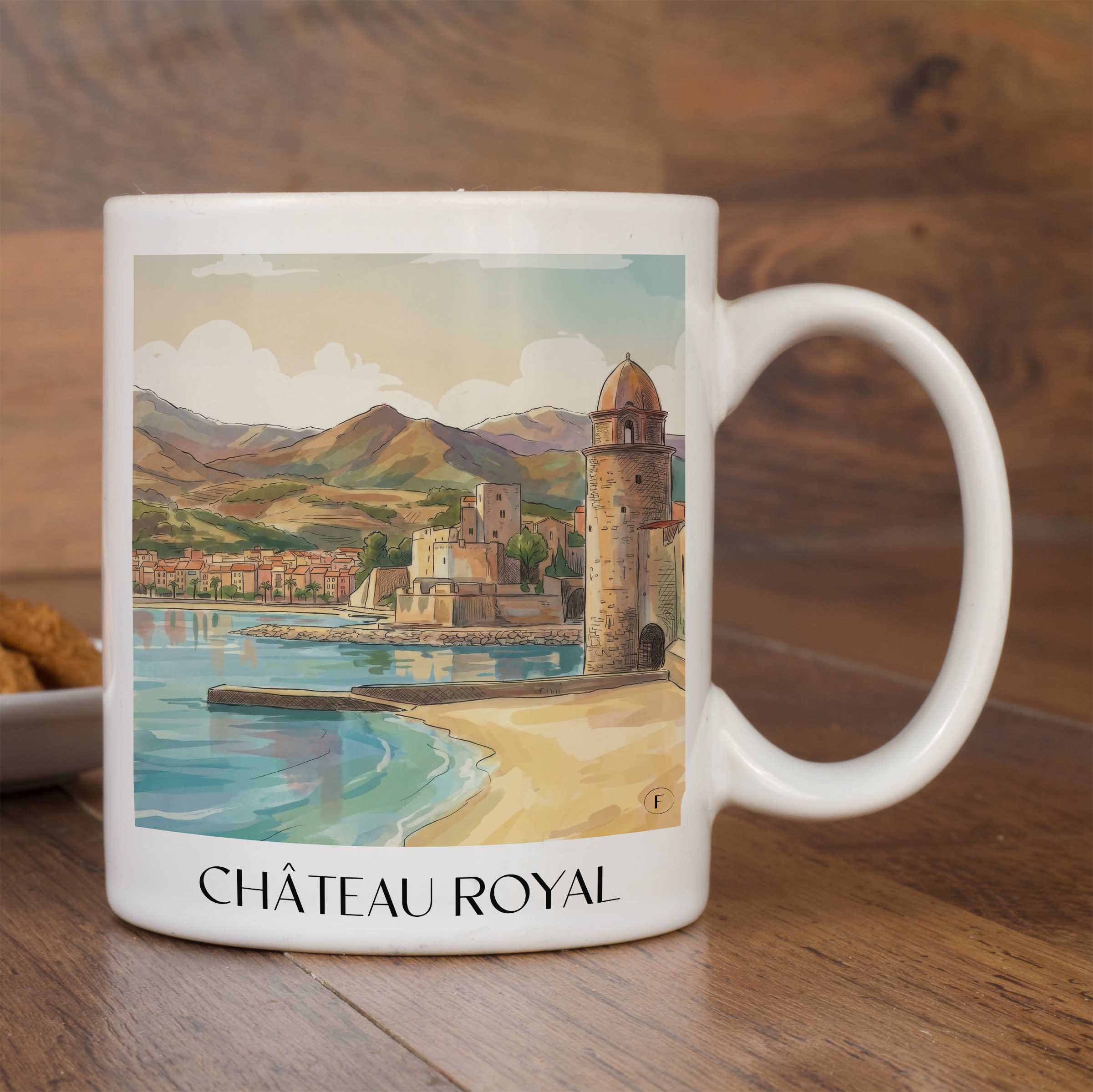 château-royal-collioure-frankreich-kaffeebecher-aquarell