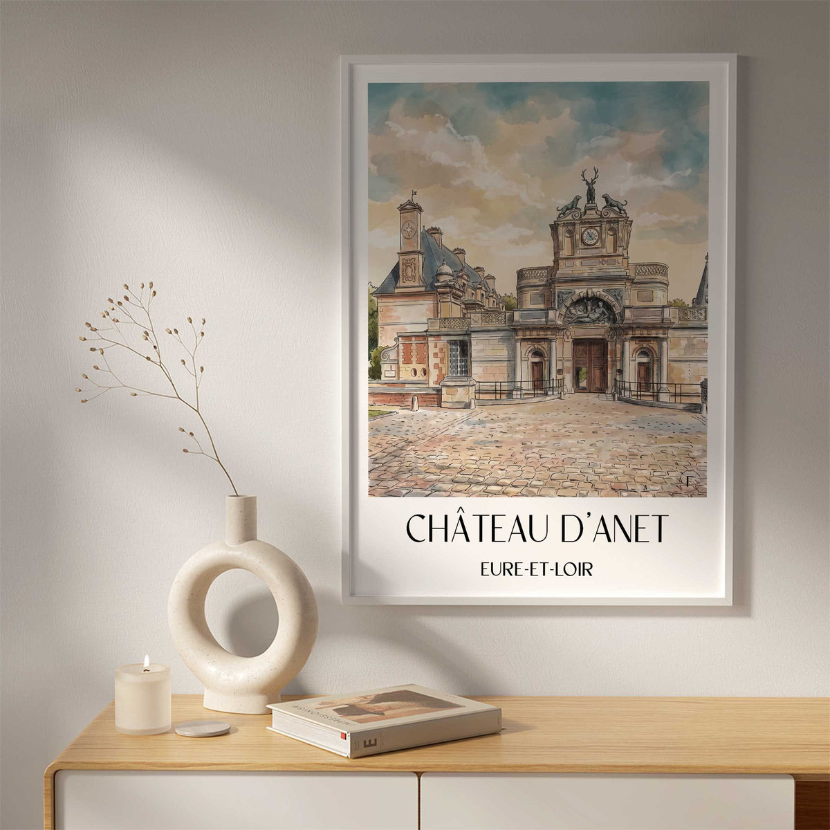 château-d'anet-eure-et-loir-frankreich-poster-aquarell