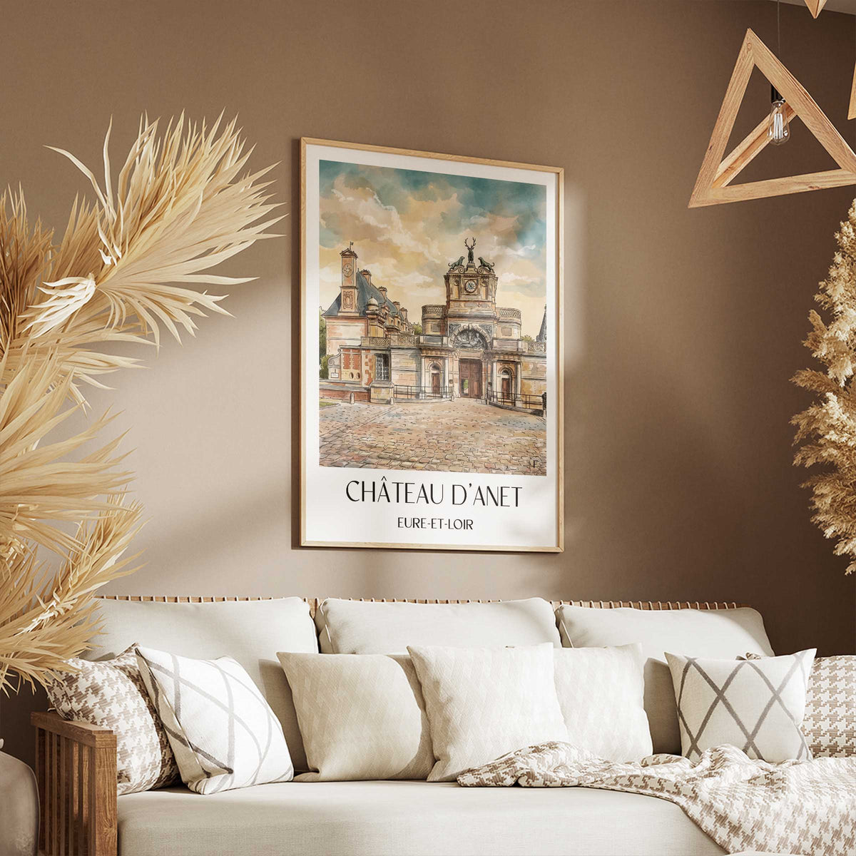 château-d'anet-eure-et-loir-frankreich-poster-aquarell