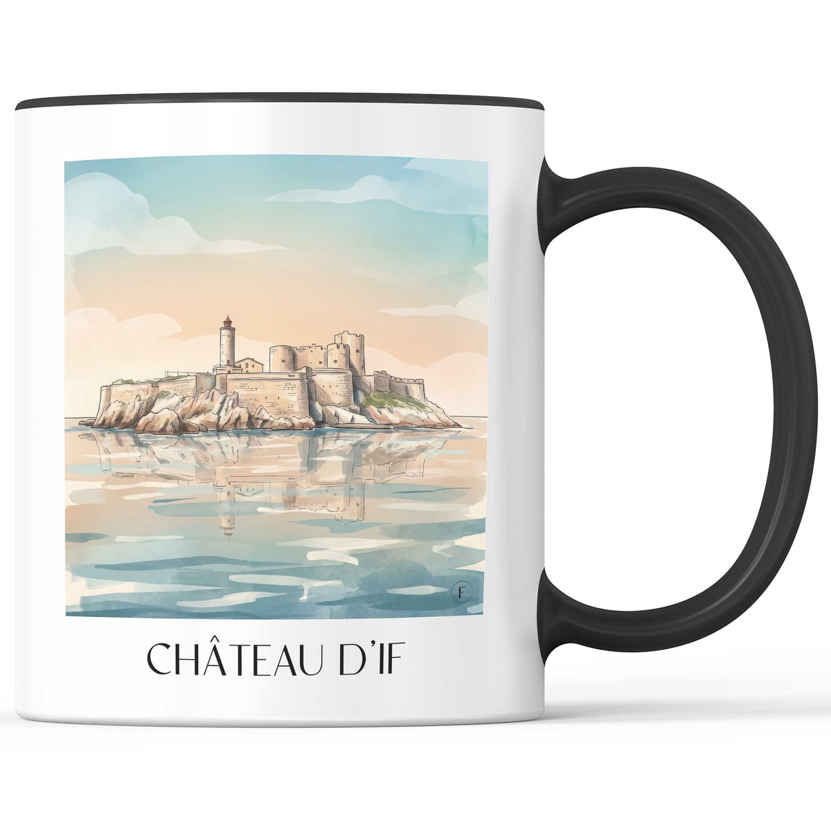 château-d'if-marseille-frankreich-kaffeebecher-aquarell