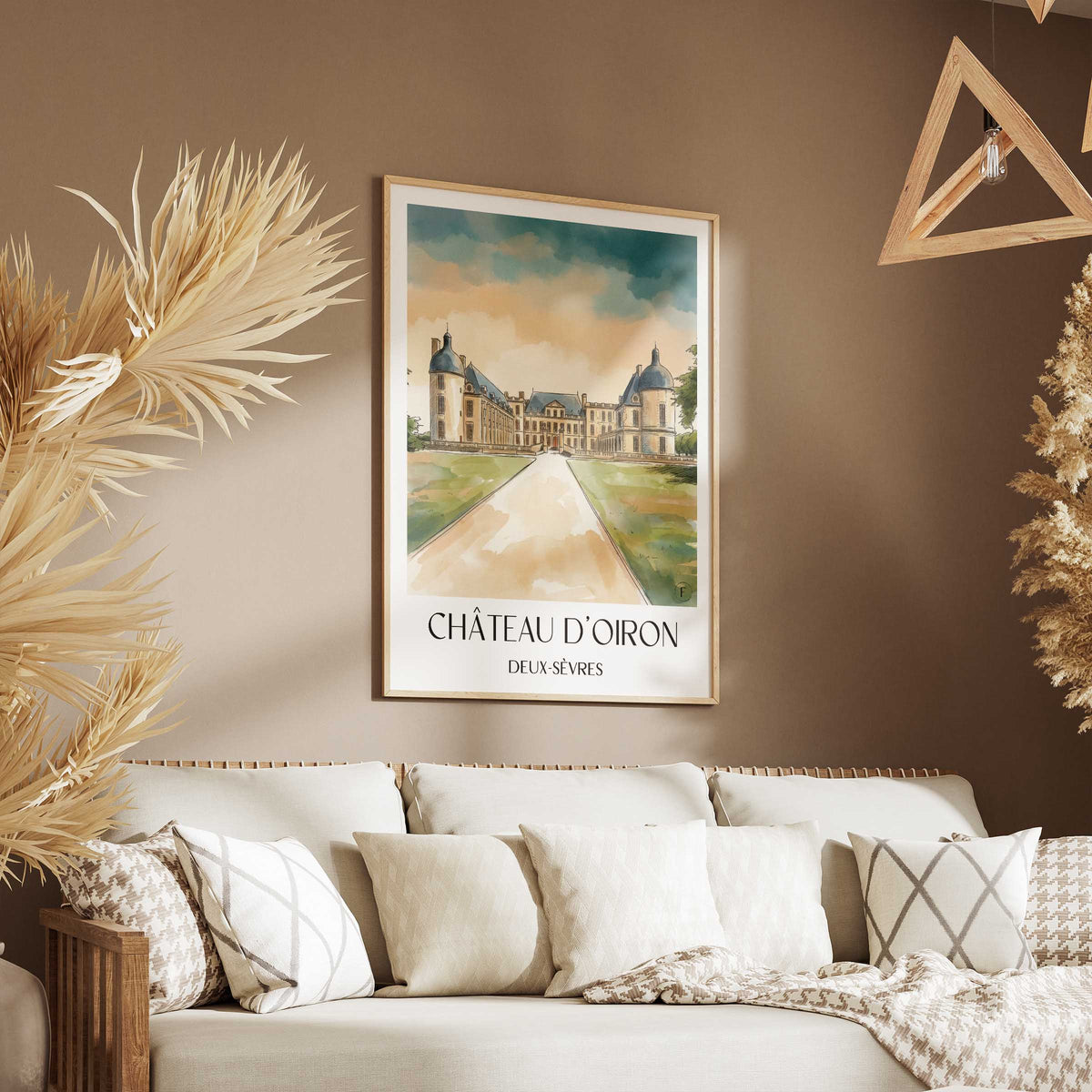 château-d'oiron-deux-sèvres-frankreich-poster-aquarell