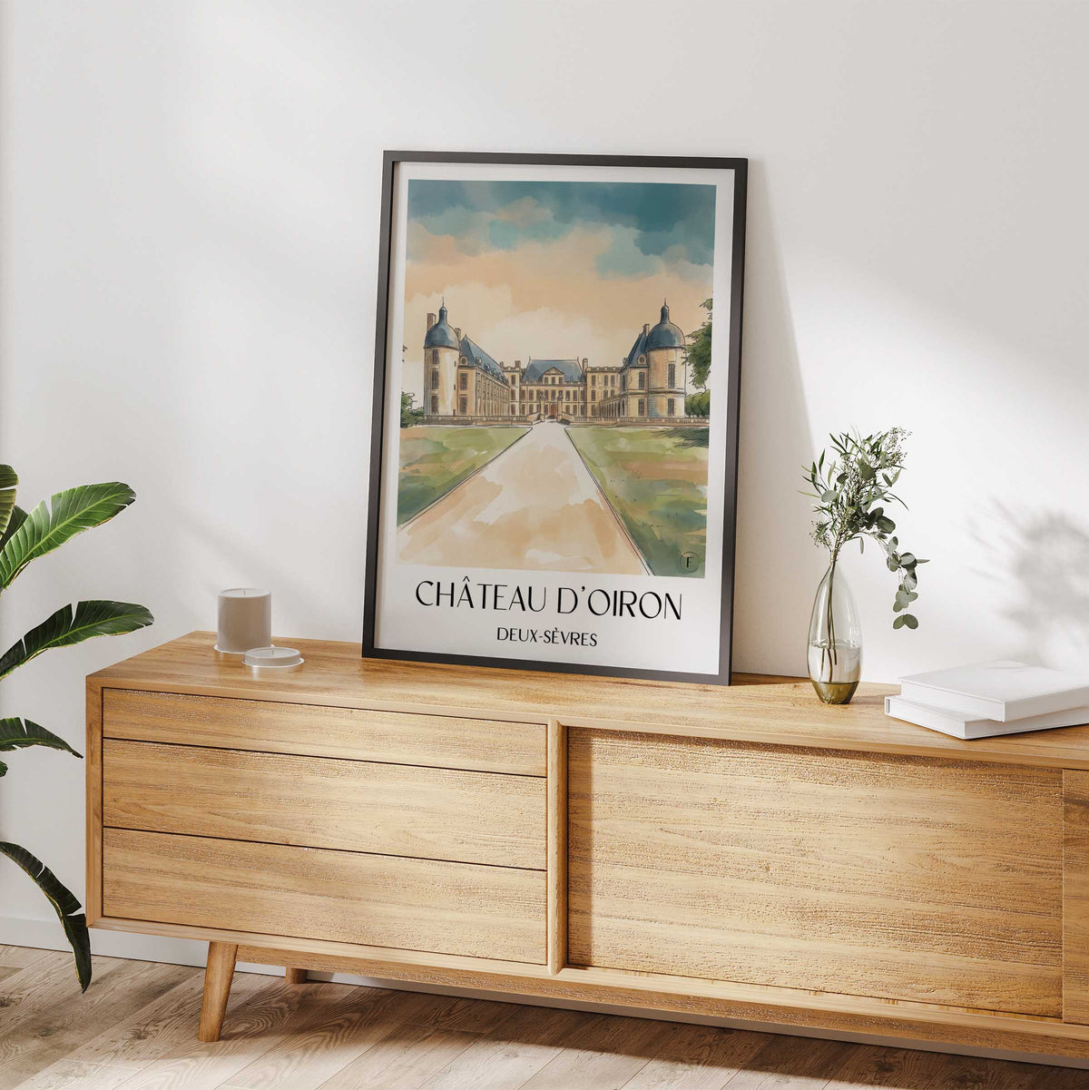 château-d'oiron-deux-sèvres-frankreich-poster-aquarell