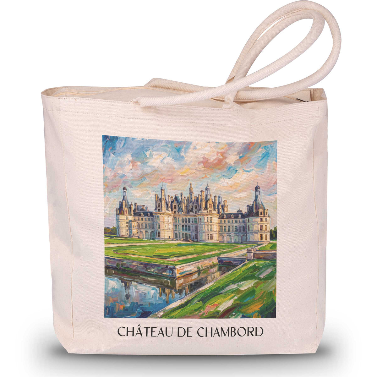château-de-chambord-val-de-loire-frankreich-einkaufstasche-oil-painting-oelgemaelde