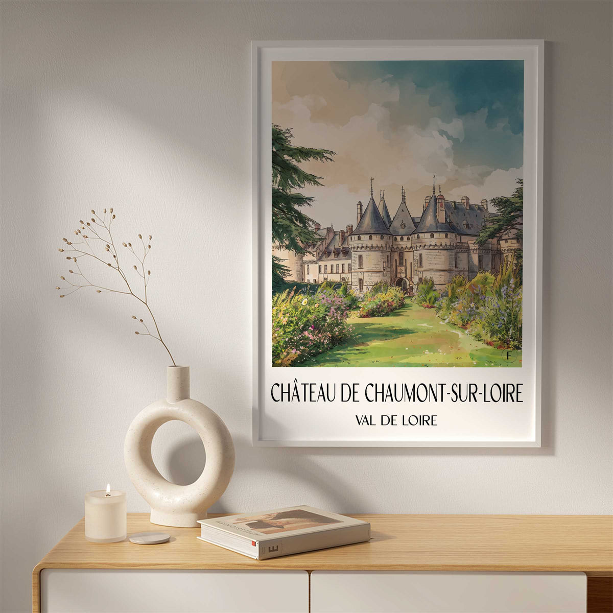 château-de-chaumont-sur-loire-val-de-loire-frankreich-poster-aquarell