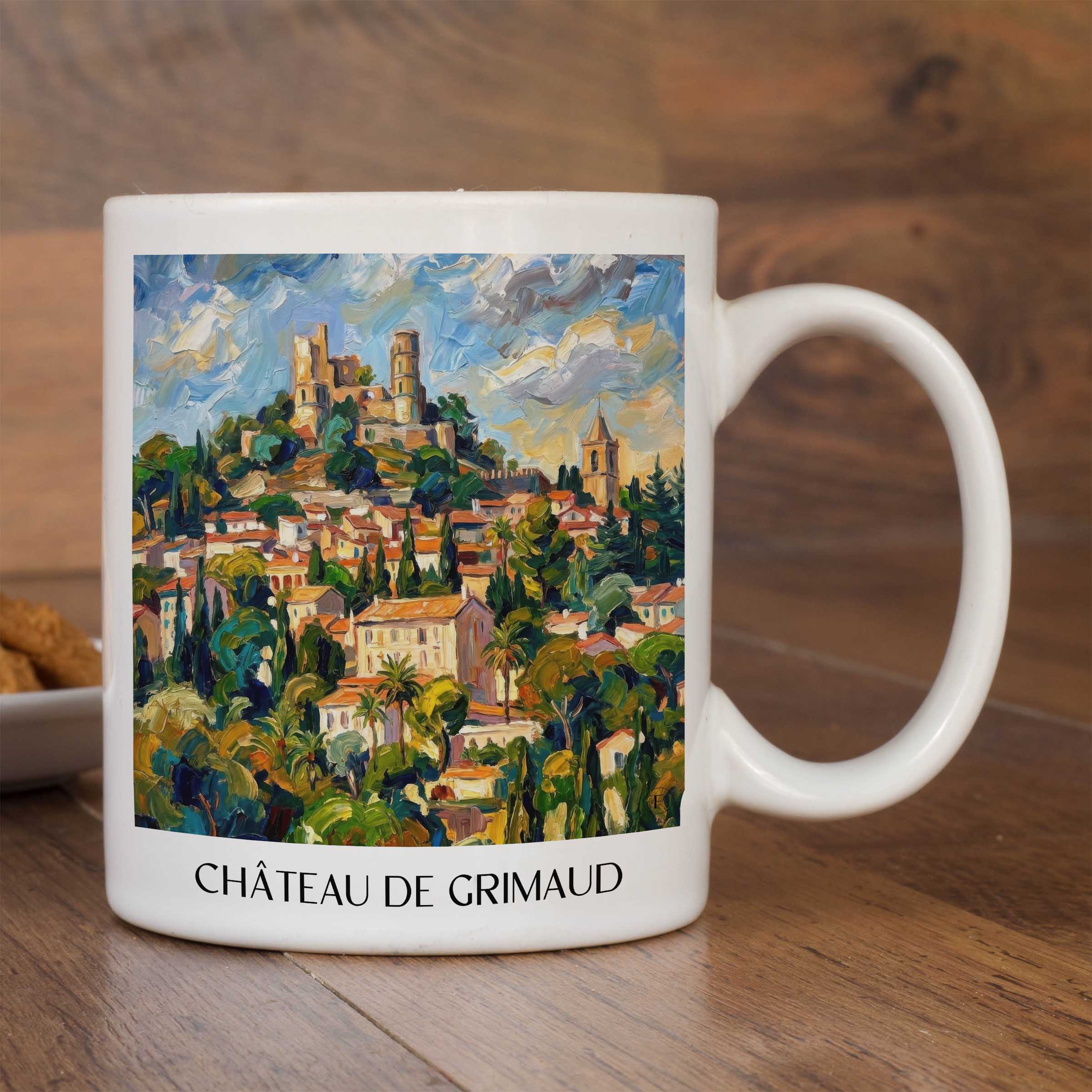 château-de-grimaud-côte-d´azur-frankreich-kaffeebecher-oil-painting-oelgemaelde