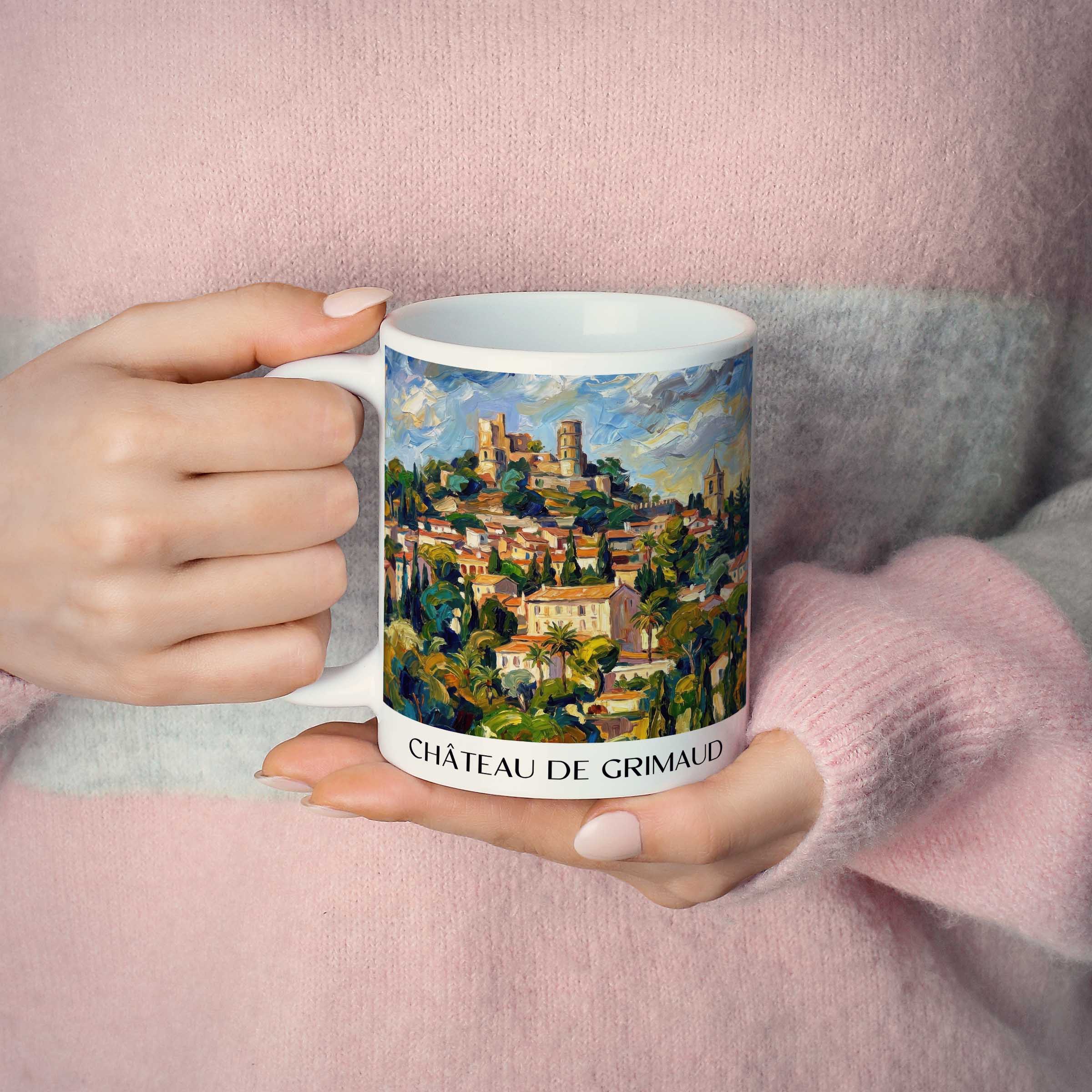 château-de-grimaud-côte-d´azur-frankreich-kaffeebecher-oil-painting-oelgemaelde