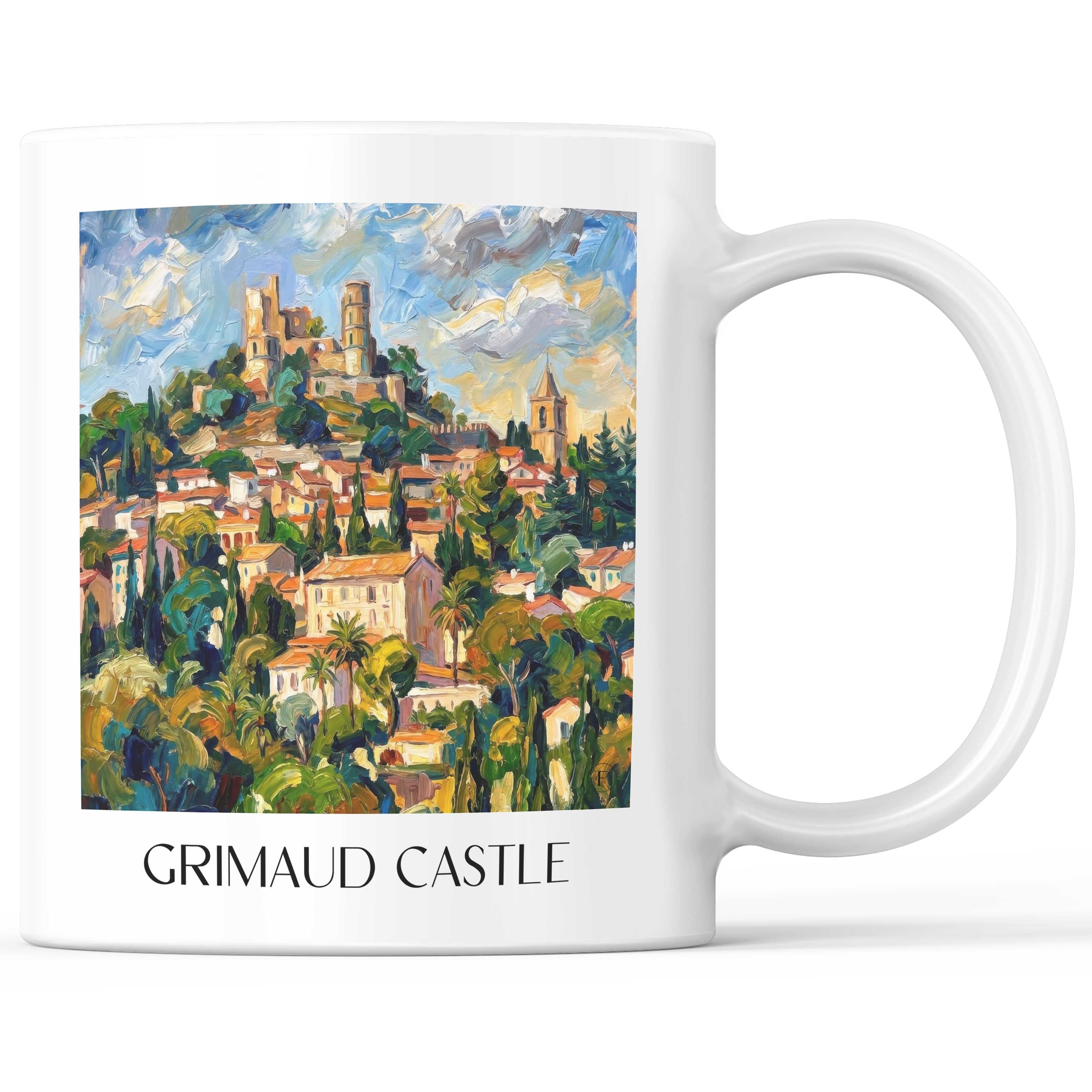 Château de Grimaud Kaffeebecher - Côte d´Azur - Frankreich Becher - Kaffeetasse im Ölgemälde Stil - favplace