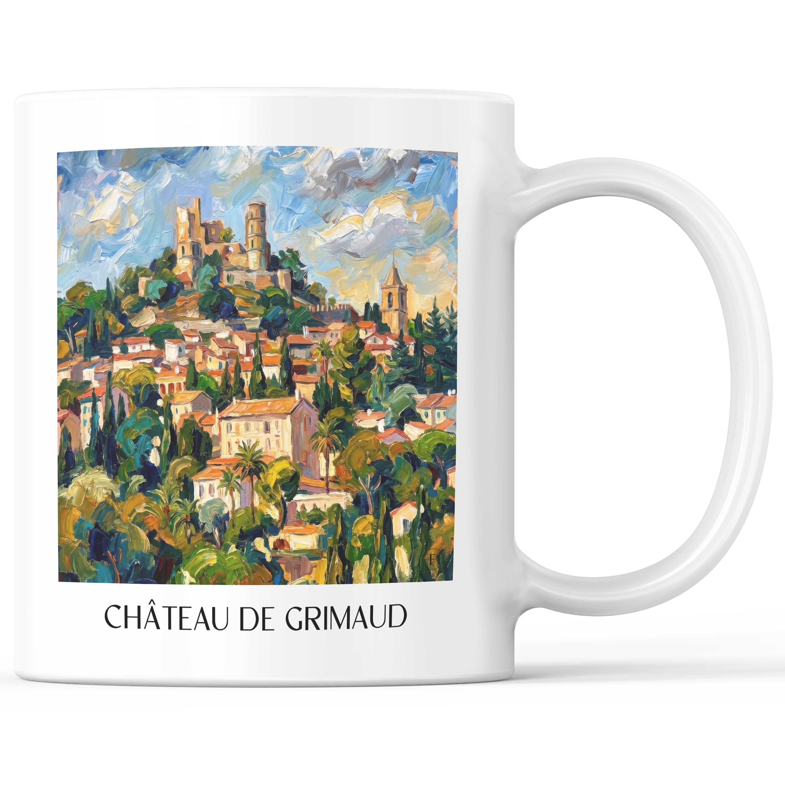 château-de-grimaud-côte-d´azur-frankreich-kaffeebecher-oil-painting-oelgemaelde