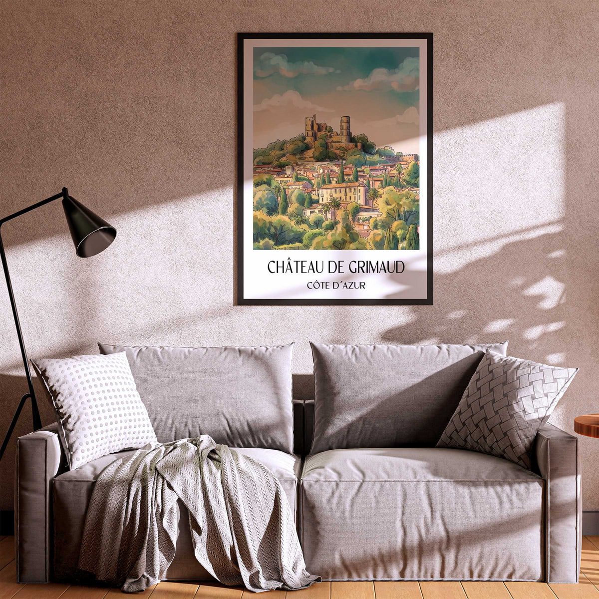 château-de-grimaud-côte-d´azur-frankreich-poster-aquarell