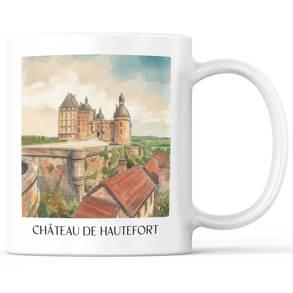 Château de Hautefort Kaffeebecher - Périgord Noir - Frankreich Becher - Kaffeetasse im Aquarell Stil - favplace