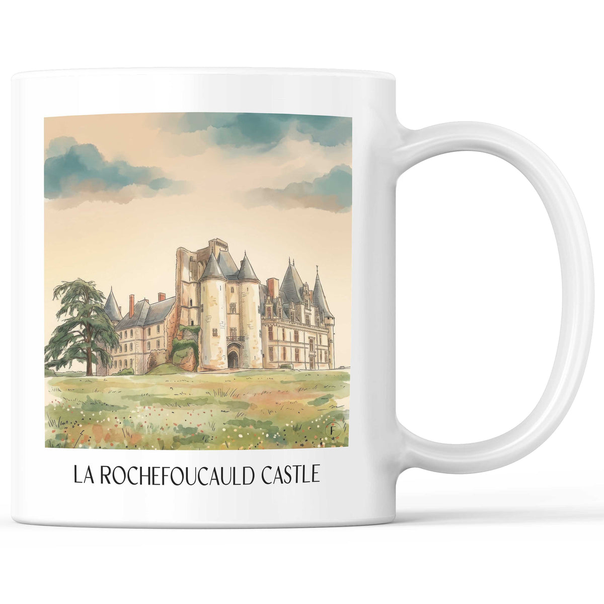 Château de La Rochefoucauld Kaffeebecher - Charente - Frankreich Becher - Kaffeetasse im Aquarell Stil - favplace