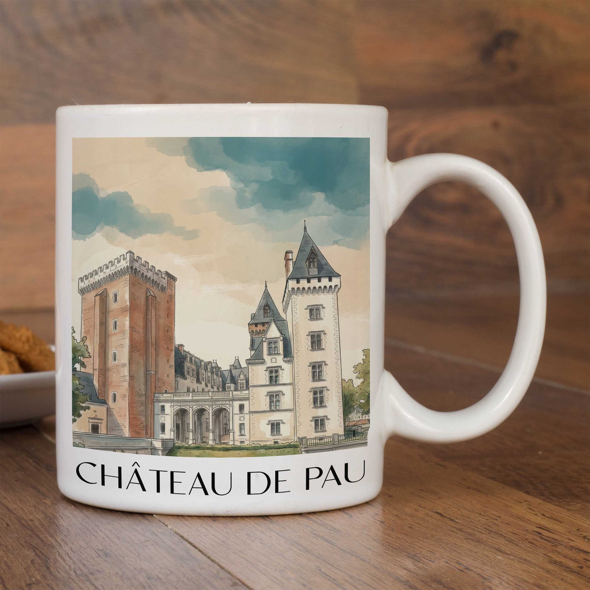 château-de-pau-béarn-frankreich-kaffeebecher-aquarell