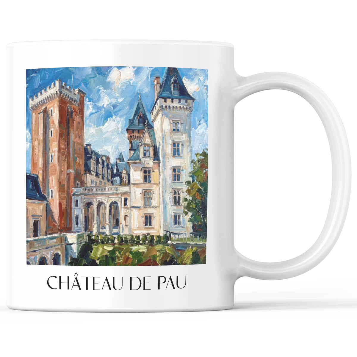 château-de-pau-béarn-frankreich-kaffeebecher-oil-painting-oelgemaelde