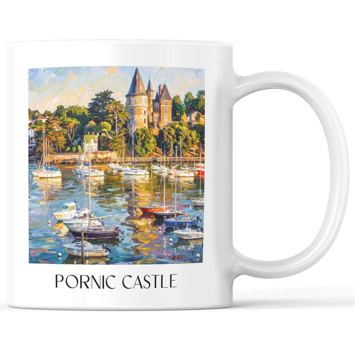 Château de Pornic Kaffeebecher - Côte de Jade - Frankreich Becher - Kaffeetasse im Ölgemälde Stil - favplace