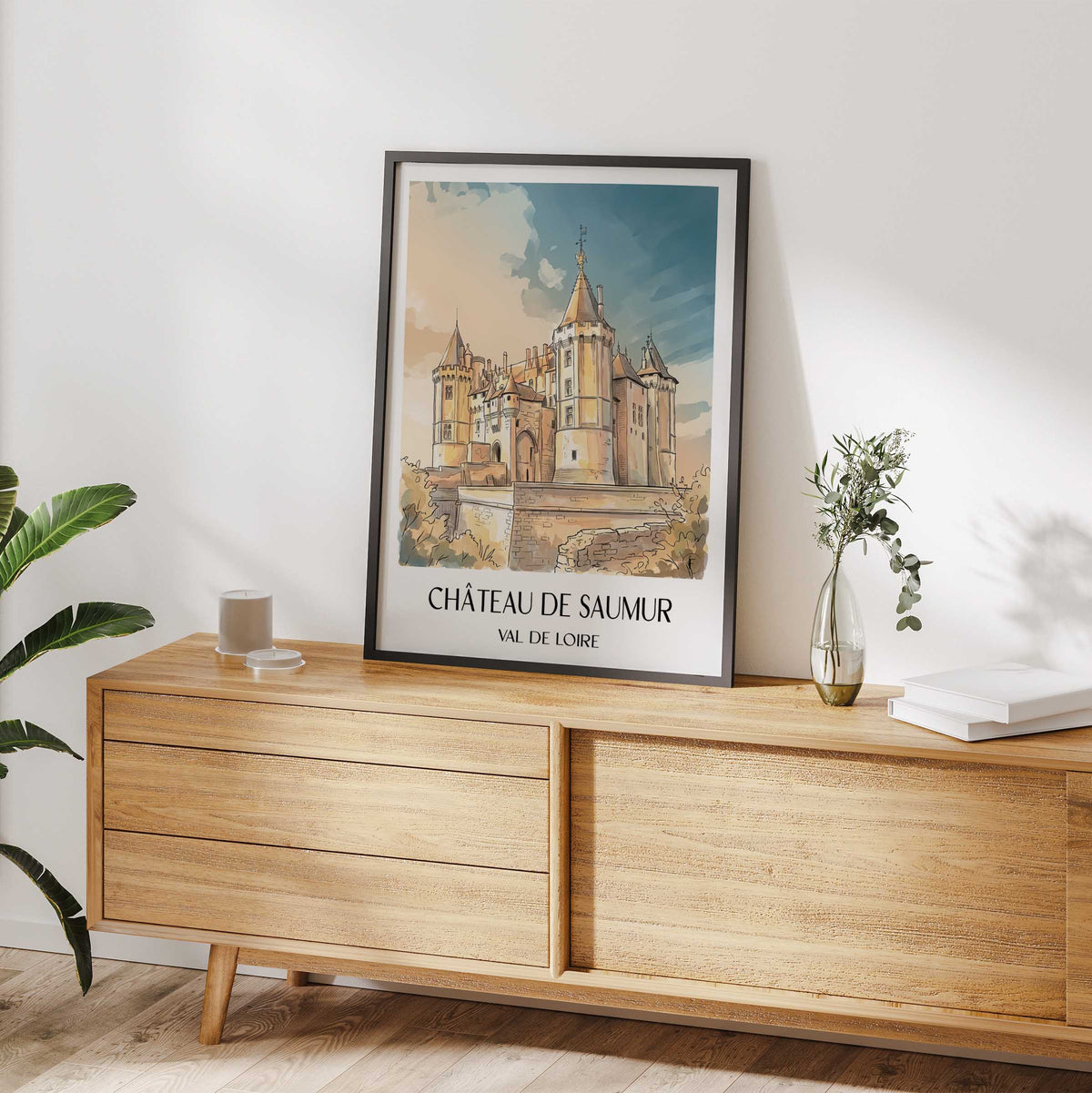 château-de-saumur-val-de-loire-frankreich-poster-aquarell