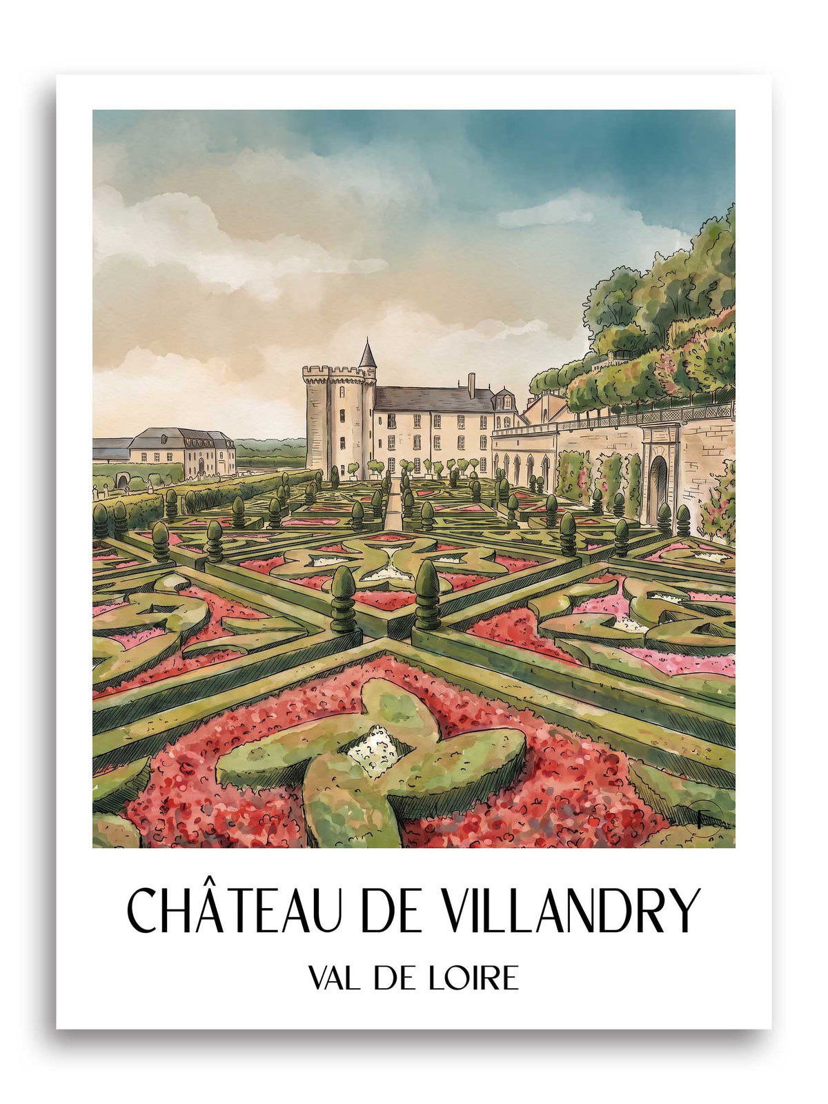 château-de-villandry-val-de-loire-frankreich-poster-aquarell