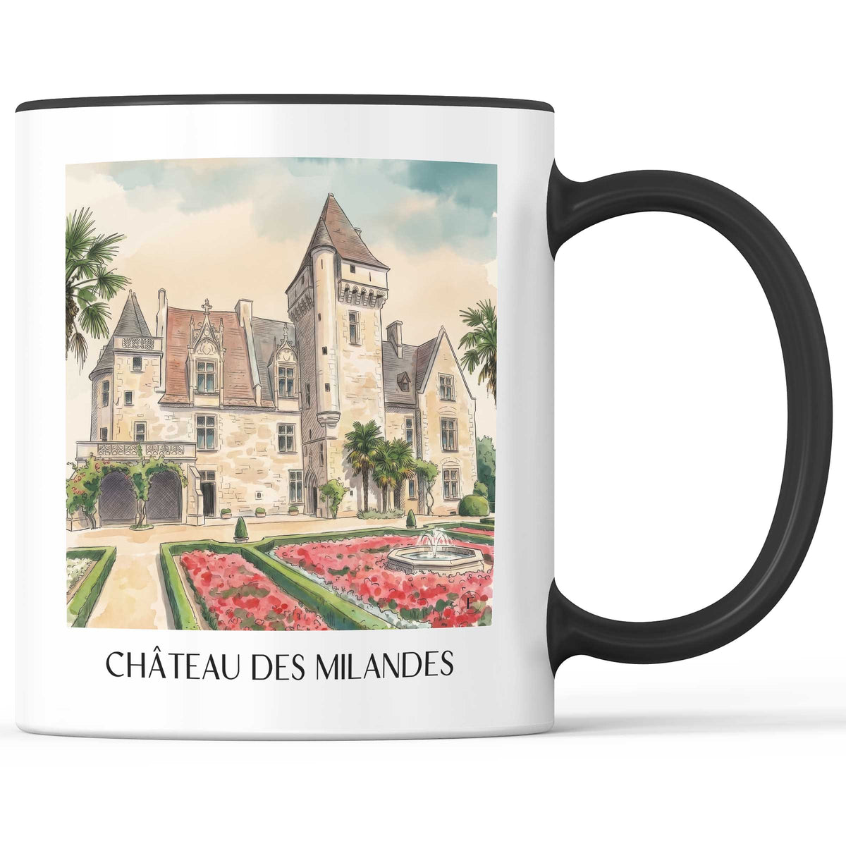 château-des-milandes-vallée-de-la-dordogne-frankreich-kaffeebecher-aquarell
