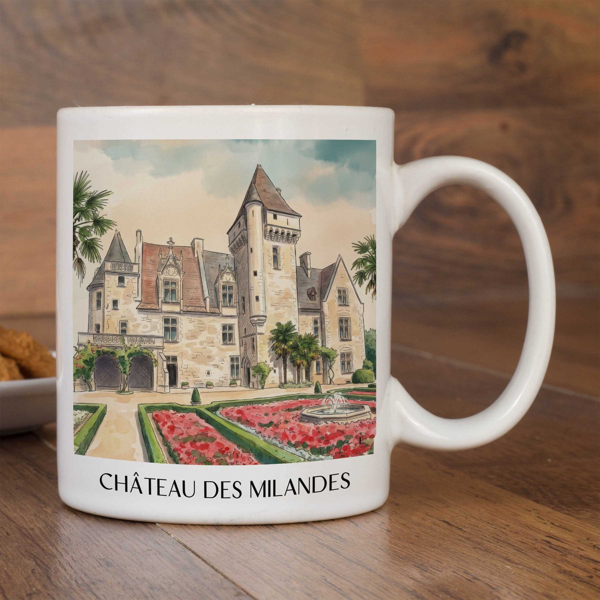 château-des-milandes-vallée-de-la-dordogne-frankreich-kaffeebecher-aquarell
