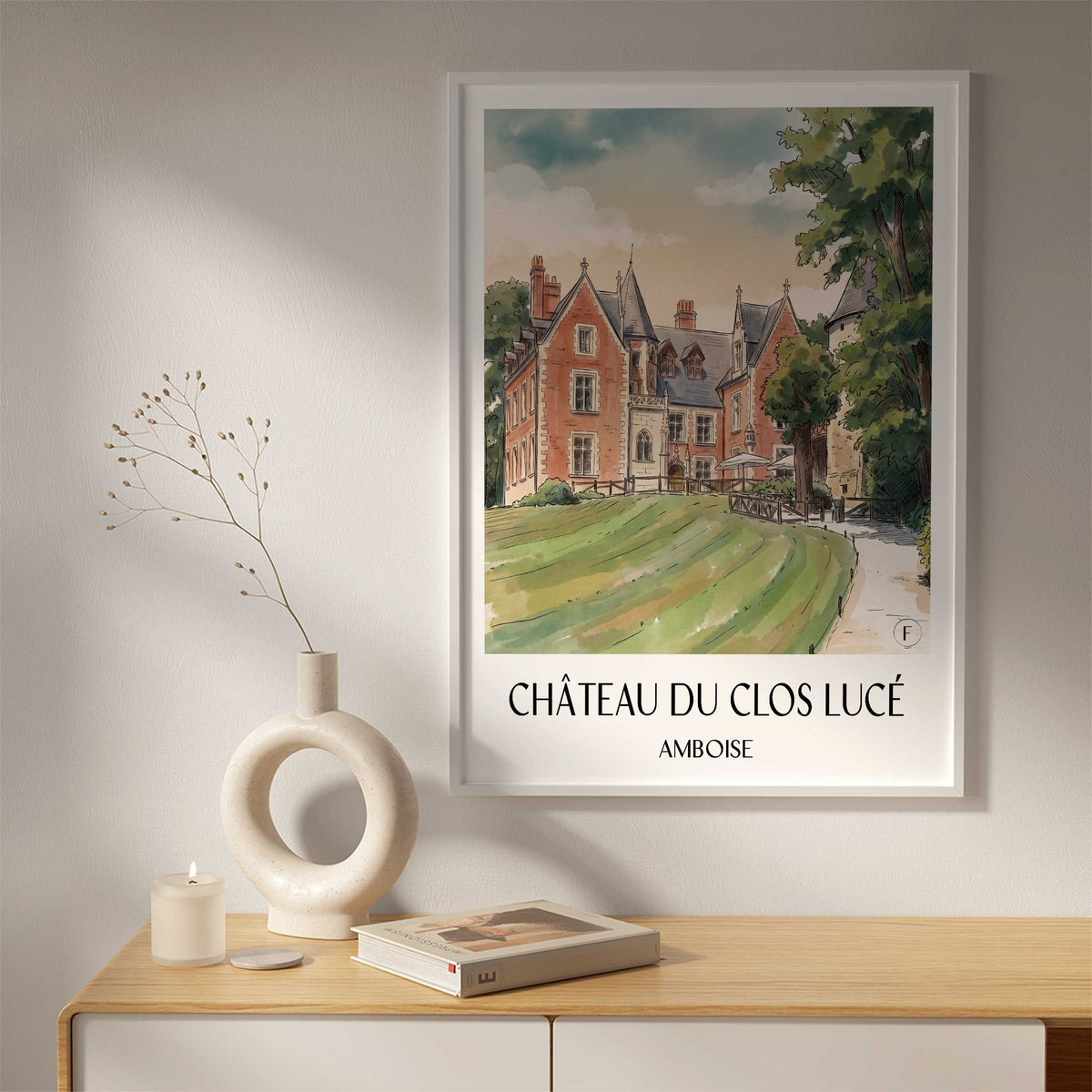 château-du-clos-lucé-amboise-frankreich-poster-aquarell