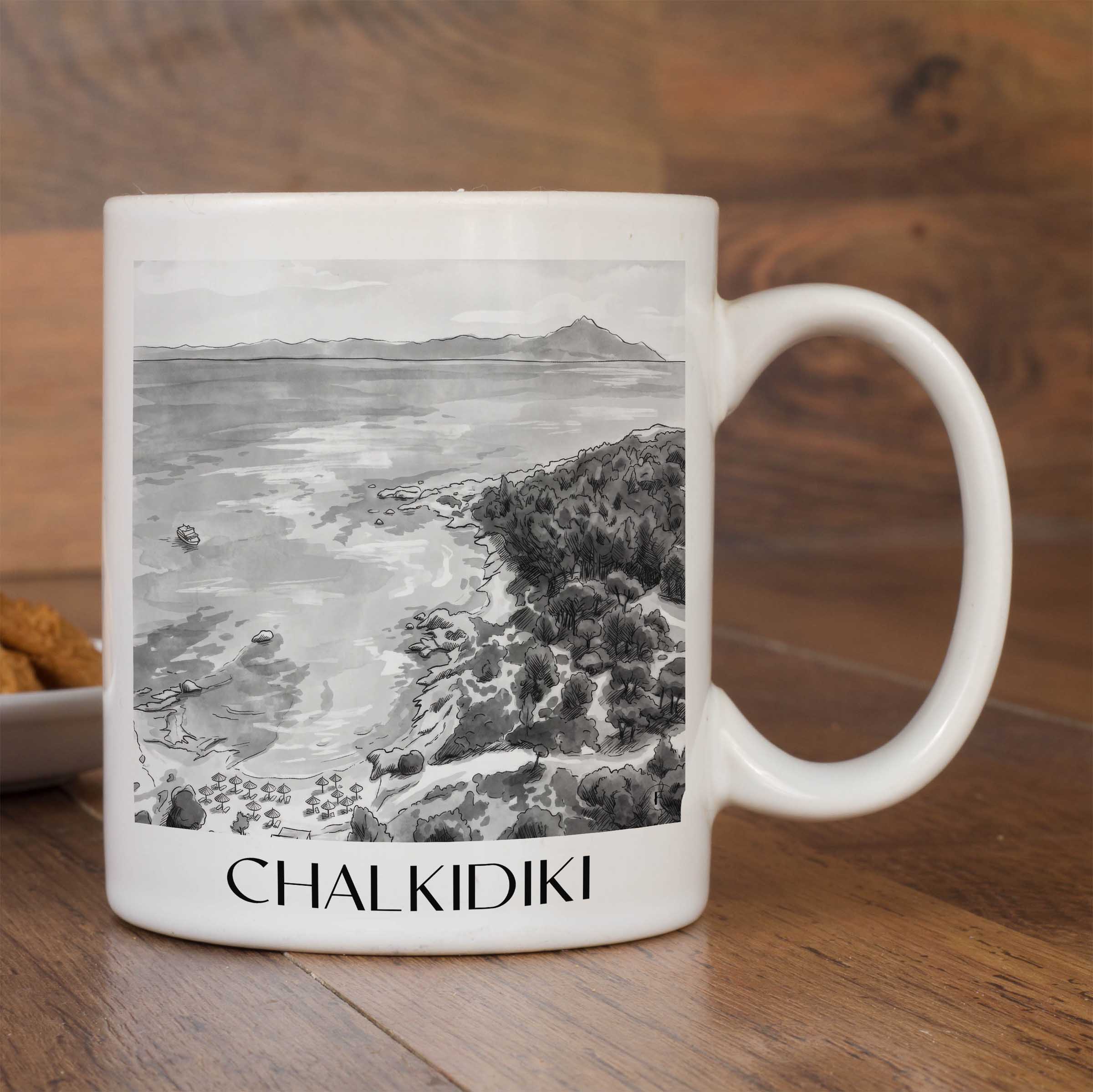 chalkidiki-griechenland-kaffeebecher-aquarell-schwarz-weiss