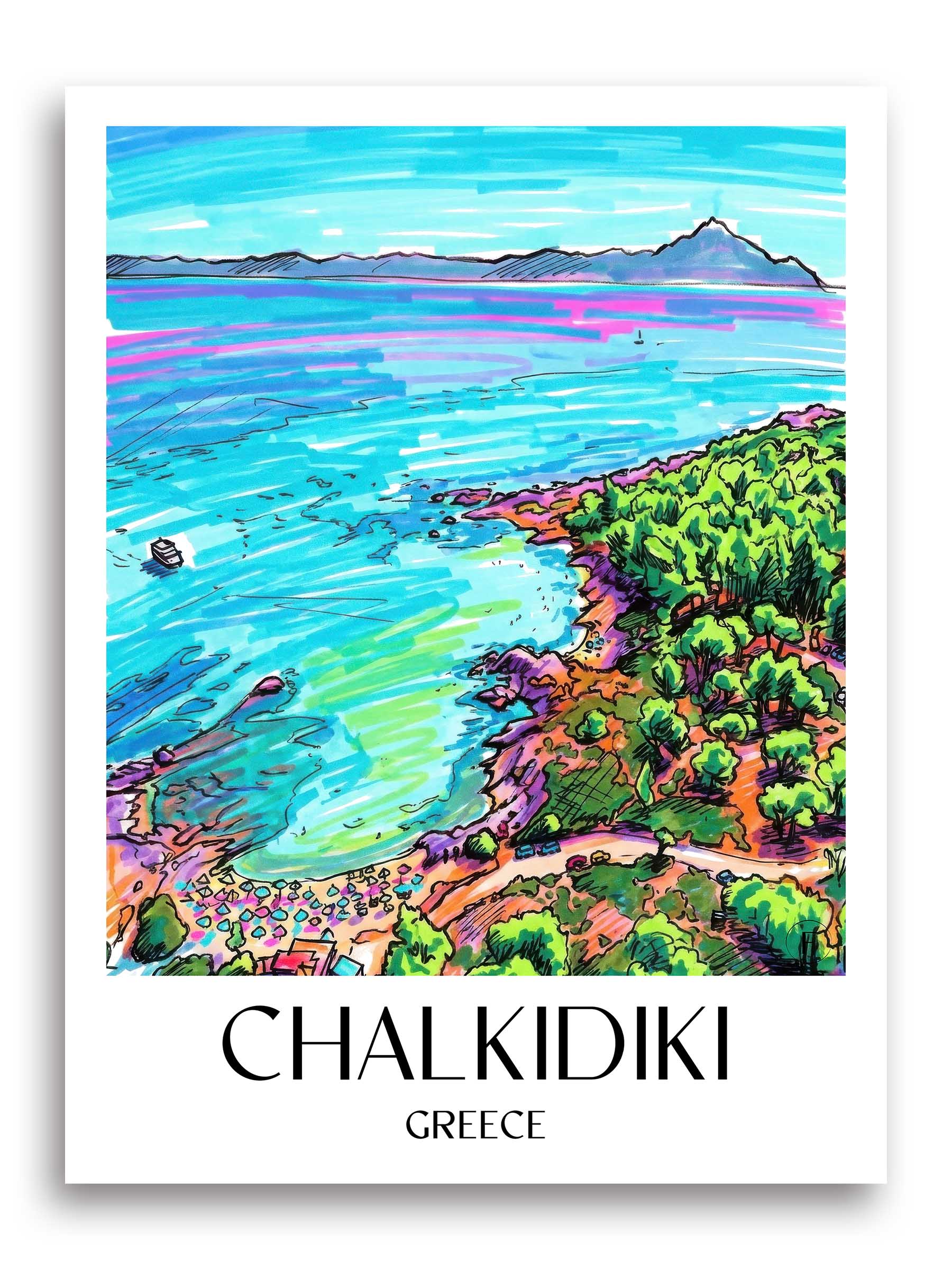 Chalkidiki Poster - - Griechenland Kunstdruck - Tag Graffiti von A4 bis A1 - favplace