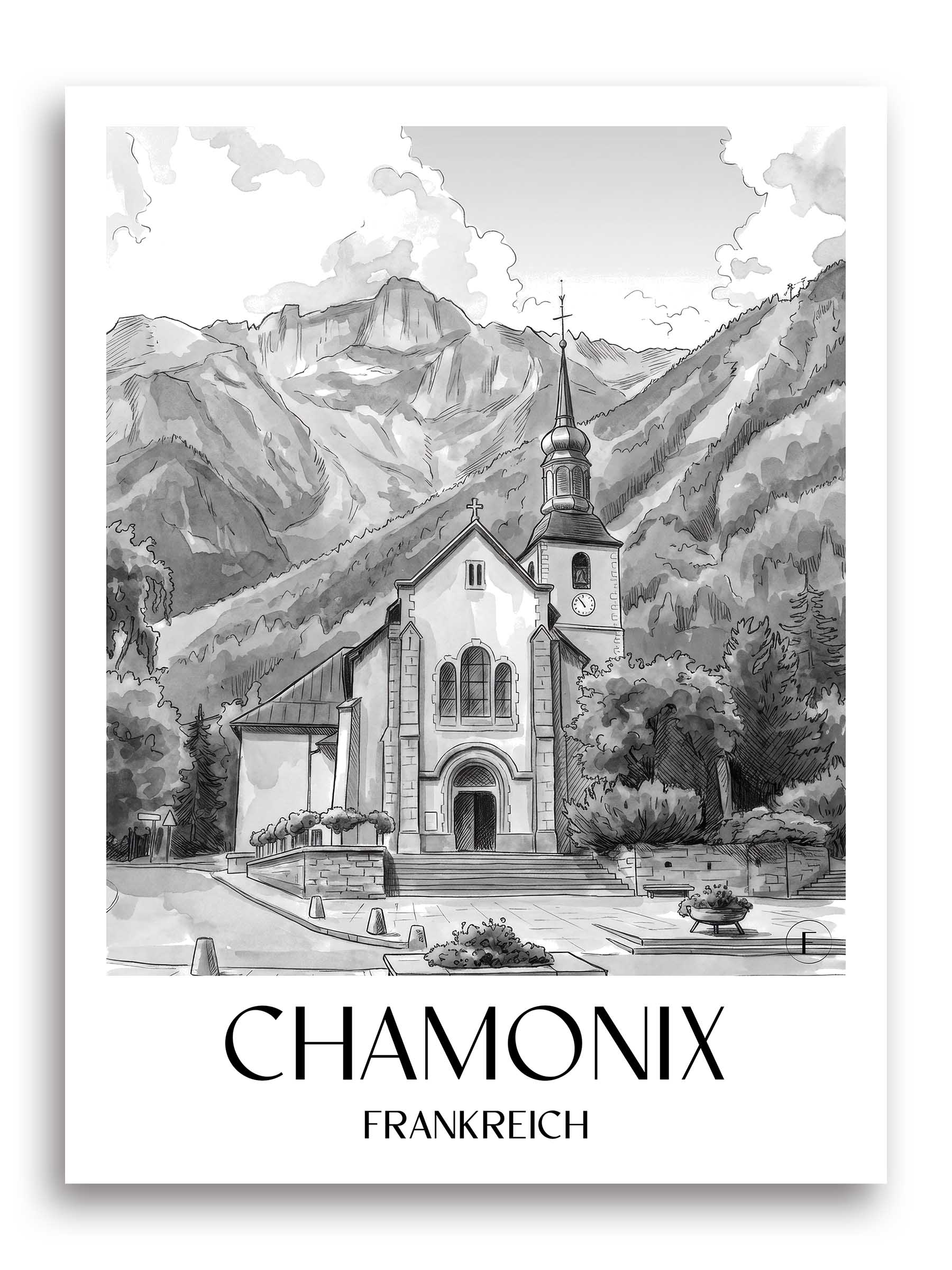chamonix-frankreich-poster-aquarell-schwarz-weiss