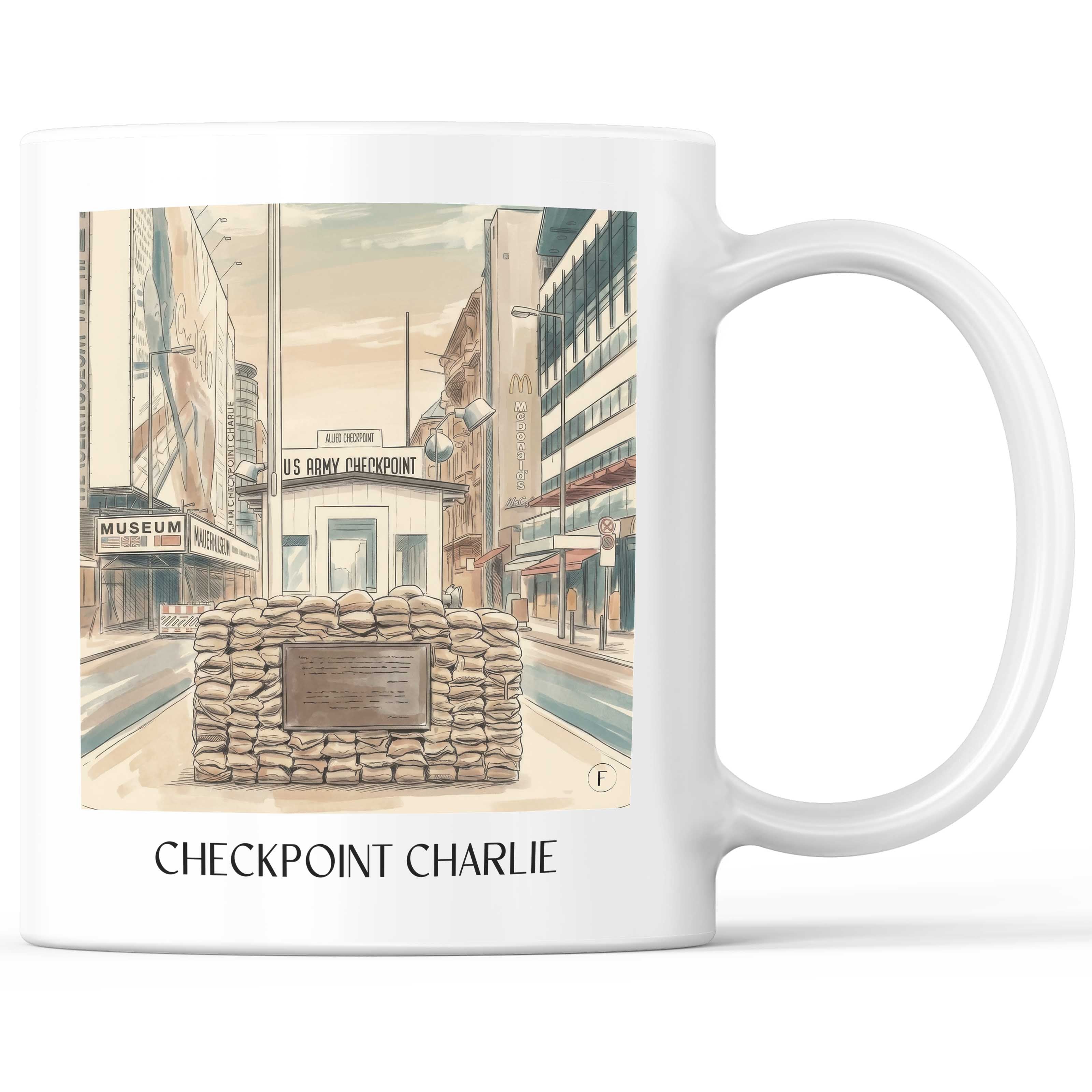 Checkpoint Charlie Kaffeebecher - Berlin - Deutschland Becher - Kaffeetasse im Aquarell Stil - favplace
