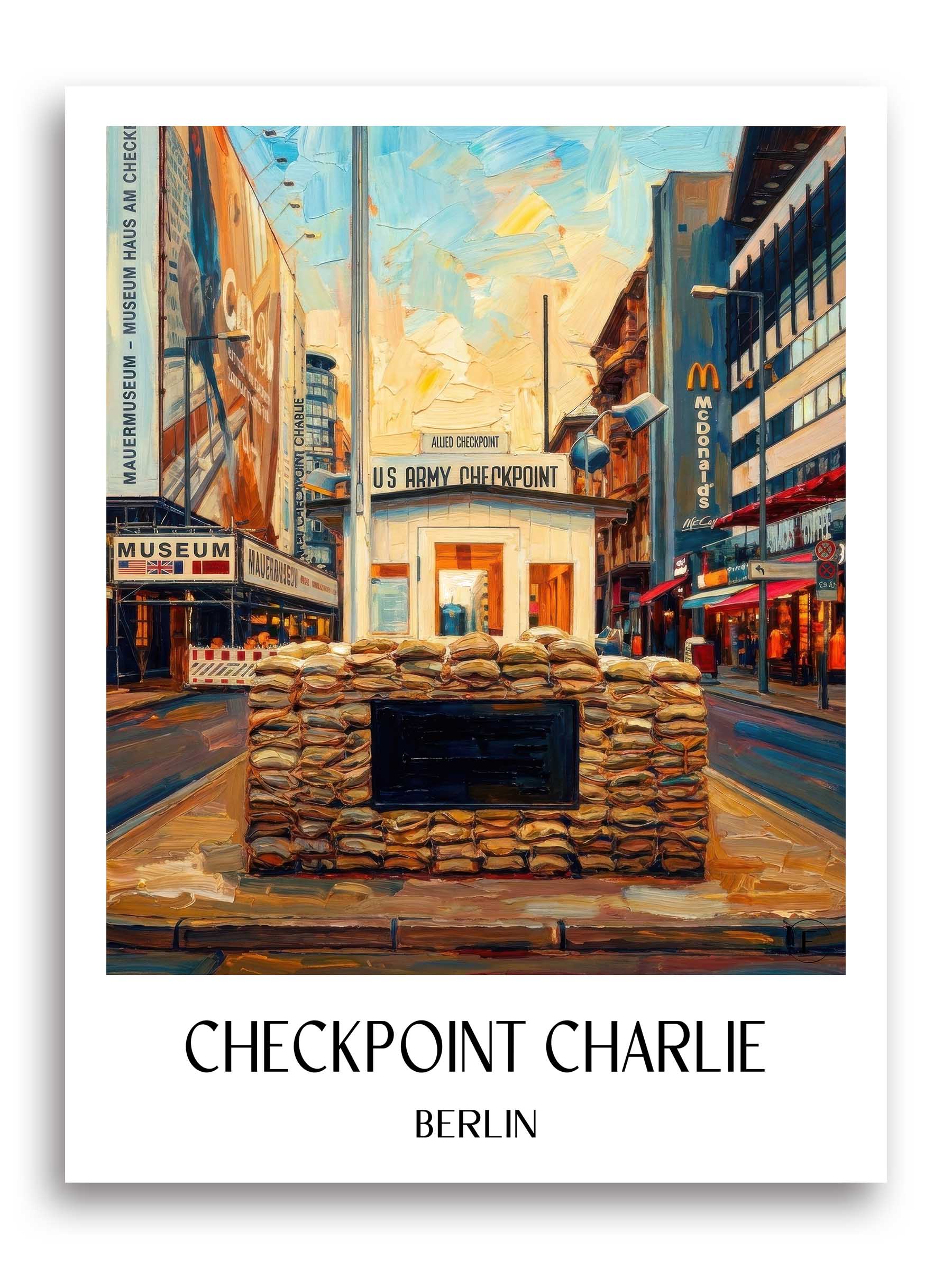 Checkpoint Charlie Poster - Berlin - Deutschland Kunstdruck - Ölgemälde von A4 bis A1 - favplace