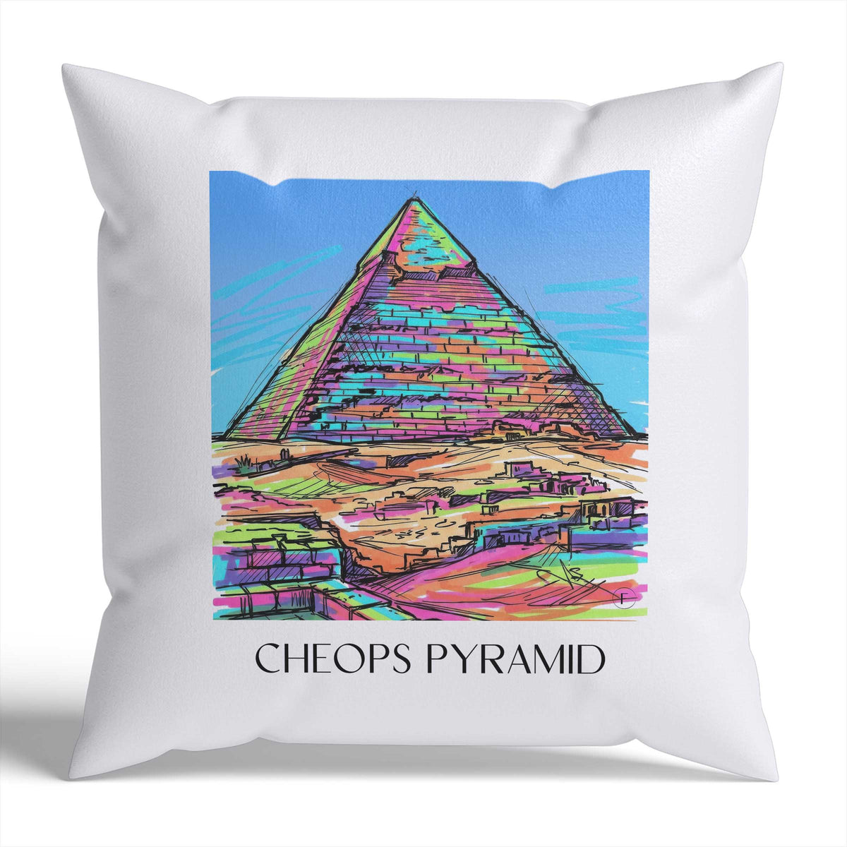 Cheops Pyramide Kissenhülle - Zierkissen Bezug - Ägypten - Ägypten Kissen bzw. Kissenbezug im Tag Graffiti Stil - favplace