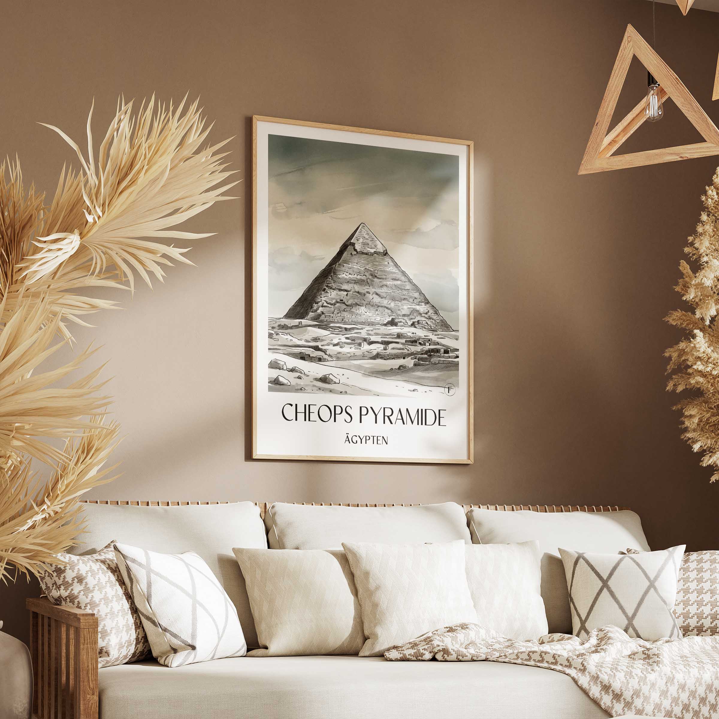 cheops-pyramide-ägypten-poster-aquarell-schwarz-weiss