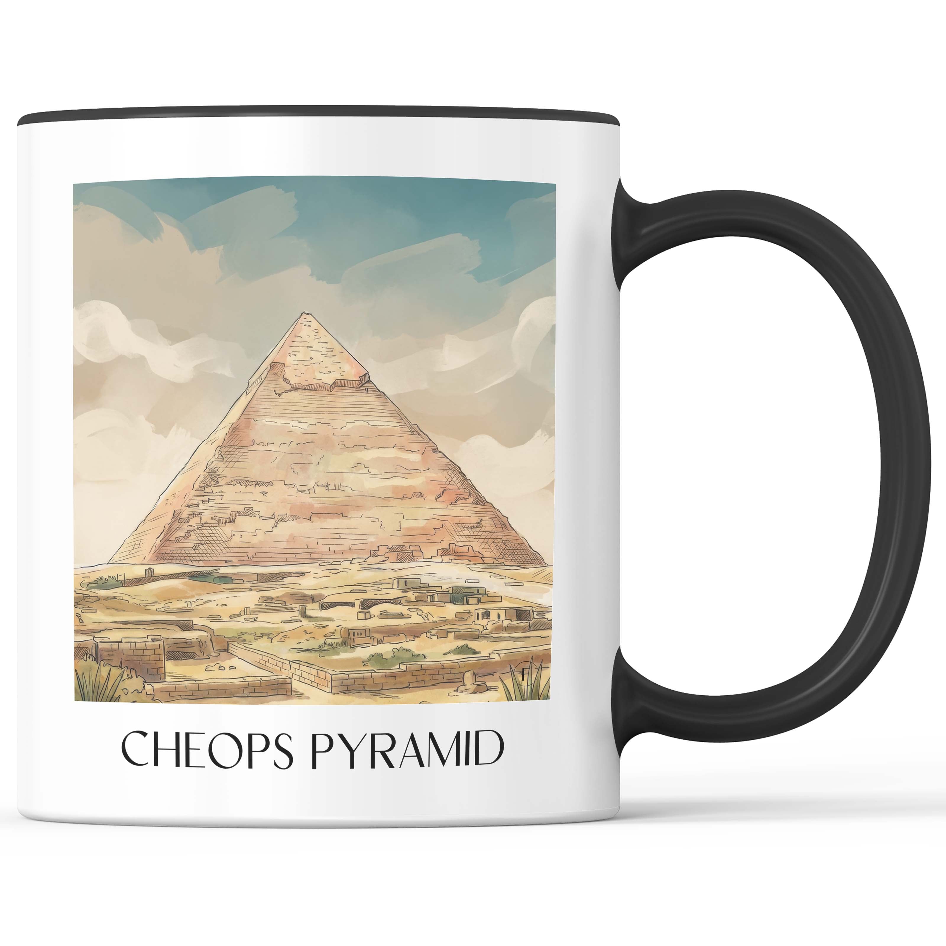 Cheops Pyramide - Ägypten Becher - Kaffeetasse im Aquarell Stil - favplace
