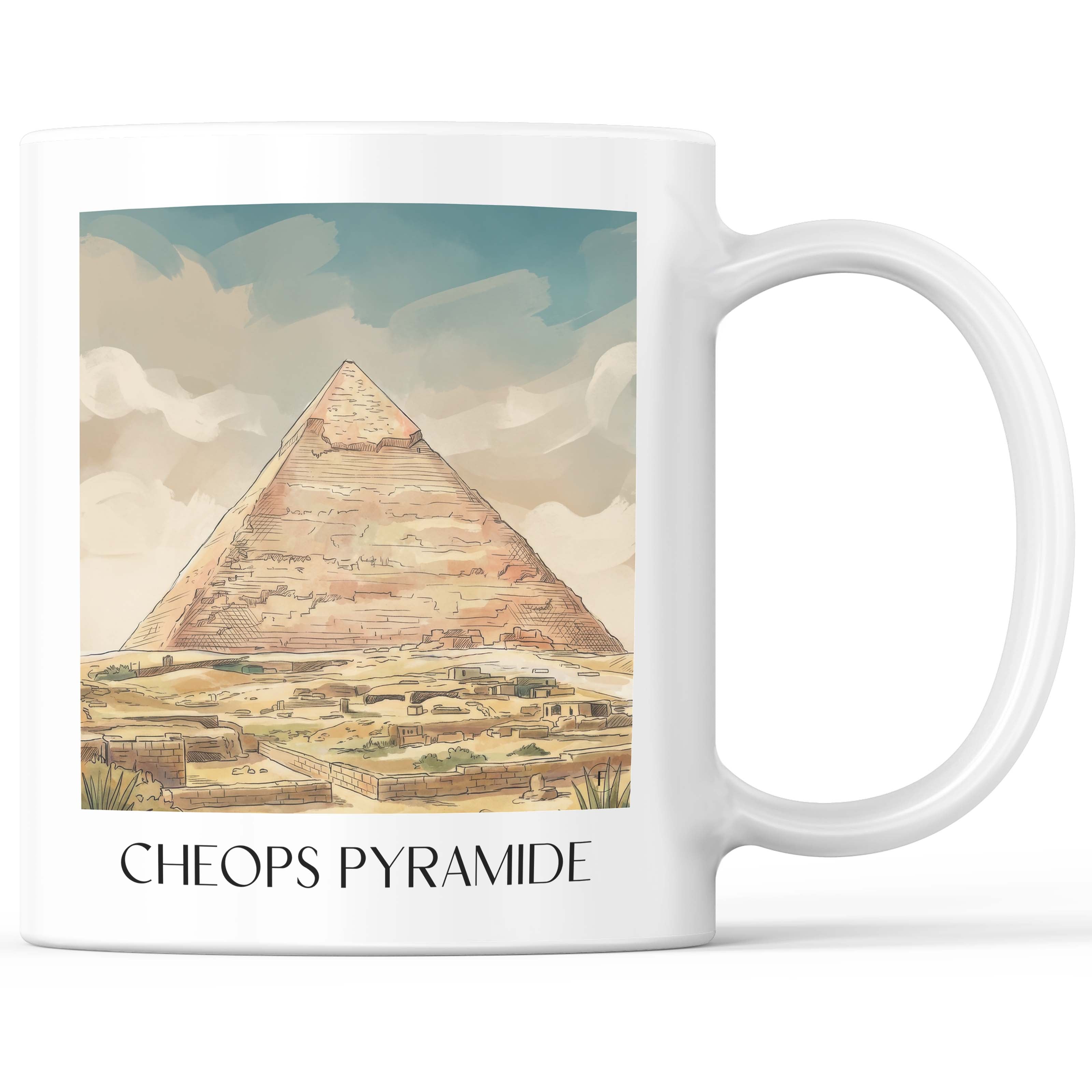 Cheops Pyramide - Ägypten Becher - Kaffeetasse im Aquarell Stil - favplace