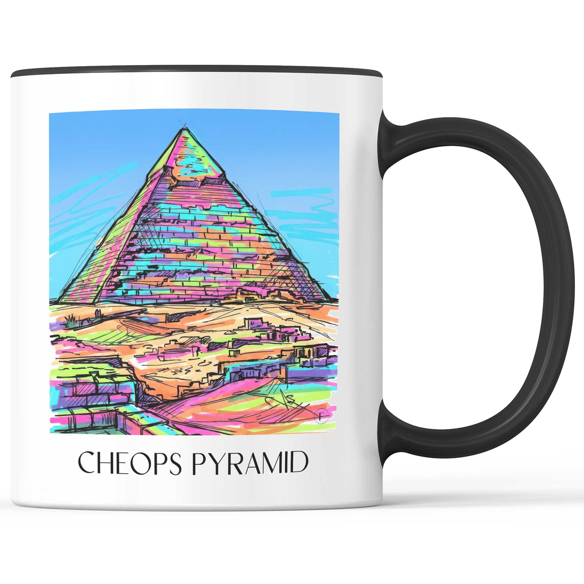 Cheops Pyramide - Ägypten Becher - Kaffeetasse im Tag Graffiti Stil - favplace